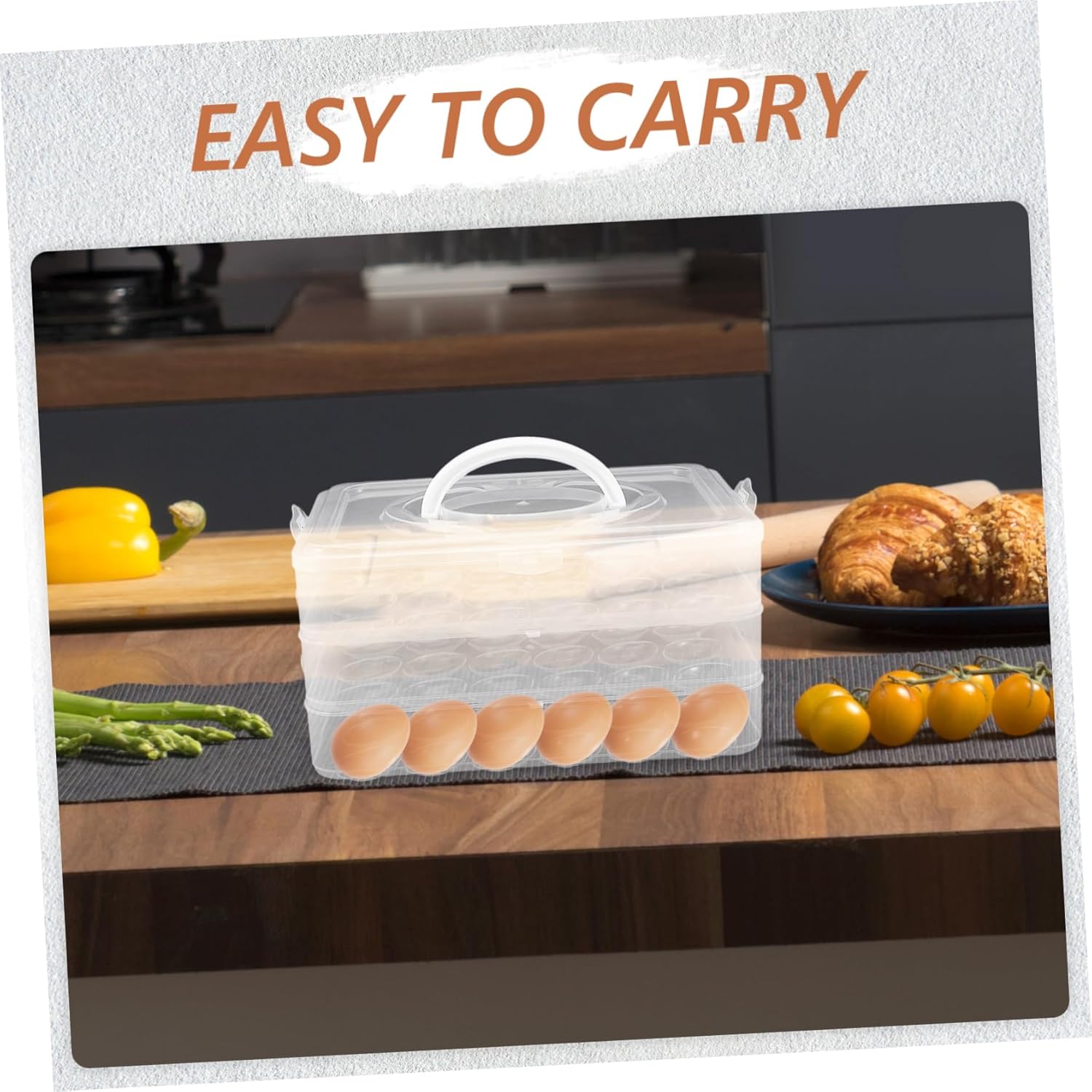 Operitacx Stackable Egg Carrier with Lid Egg Storage Box for Eggs for Parties and Kitchen Use Space Saving Design Secure Locking Mechanism with Handle