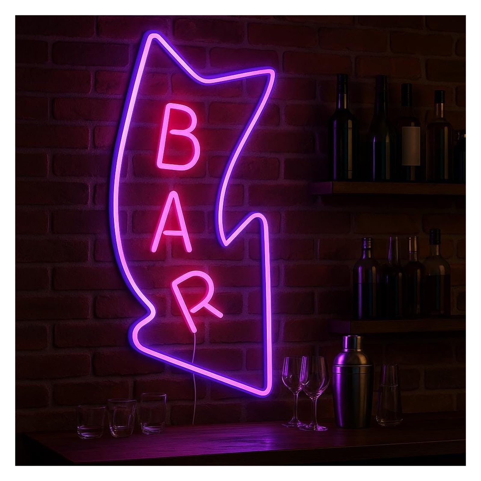 SHOUXI Sign Lamp BAR Neon Sign, Suitable for Kitchen Man Cave Decor with Dimmable 38cm