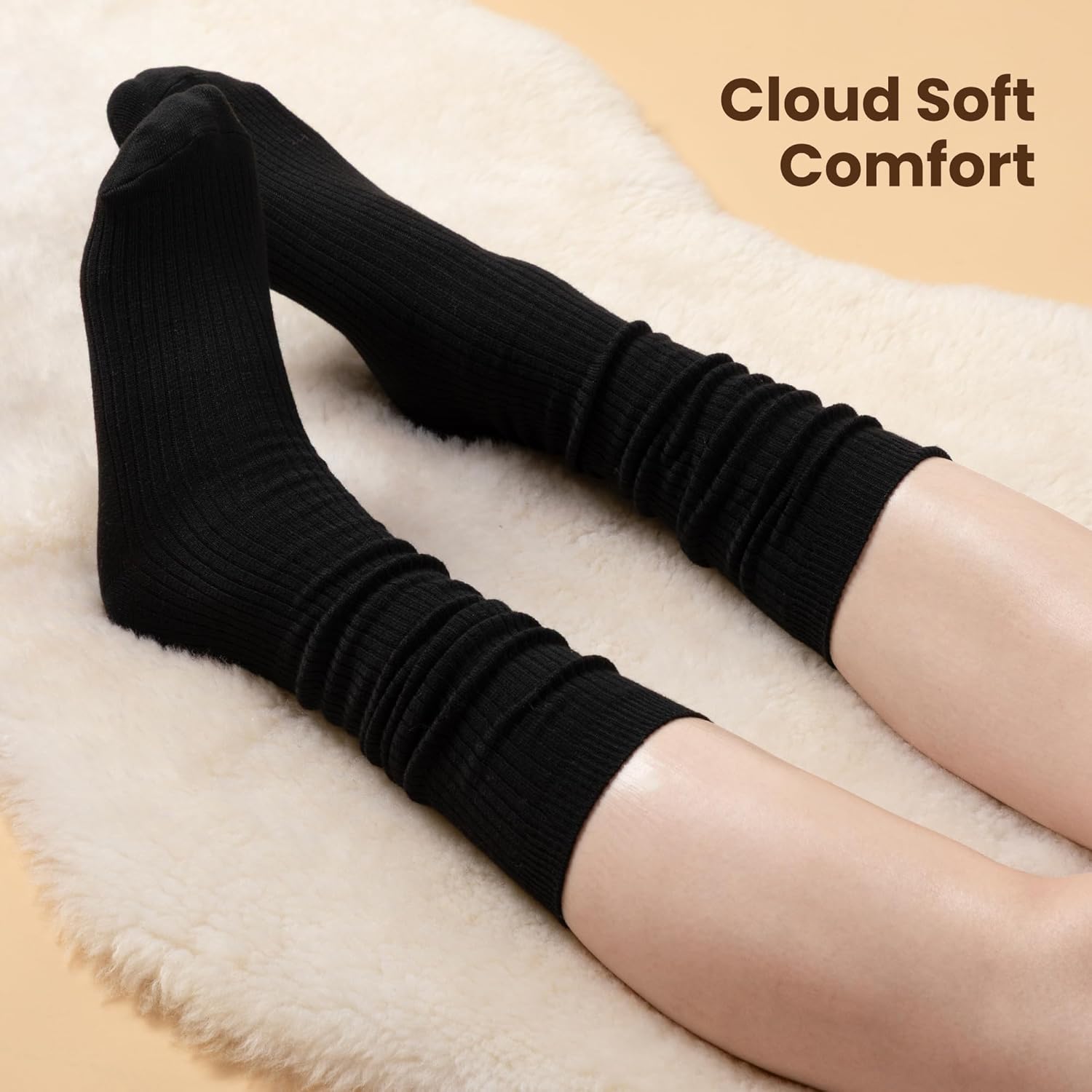 RockDove Women's Microsuede Moc Toe Platform Memory Foam Slipper with Indoor/Outdoor Sole and Knee-High Slouchy Brushed Socks