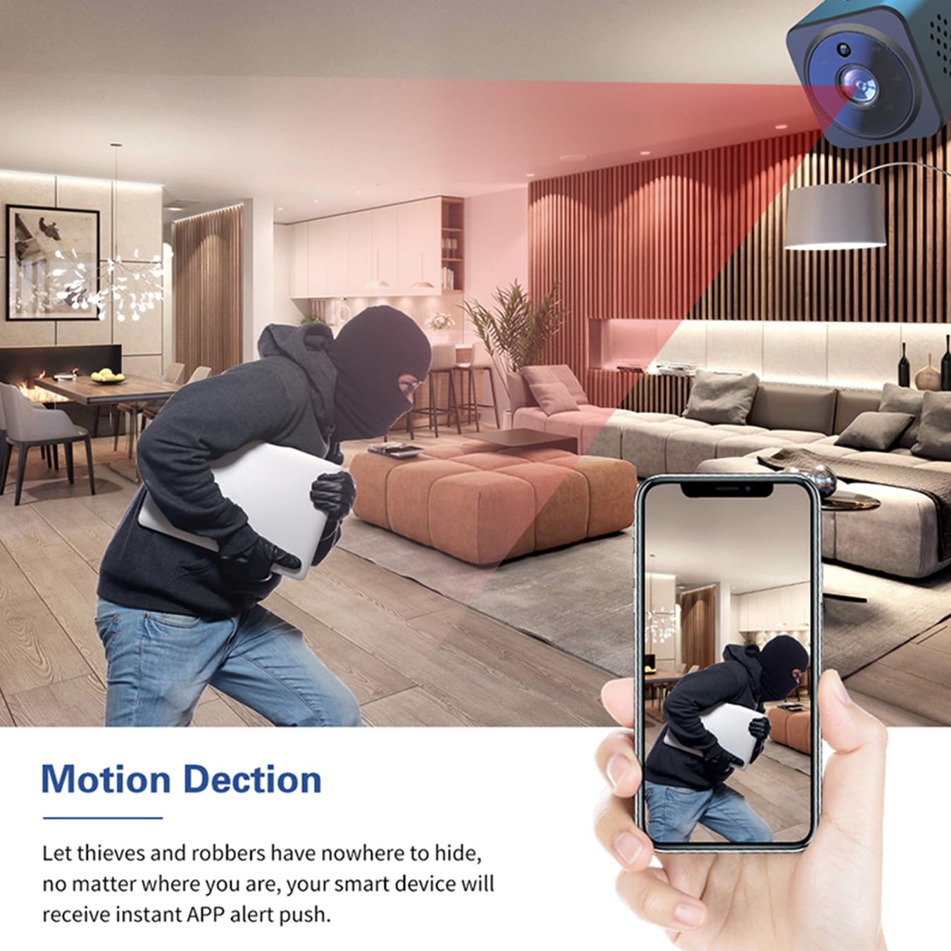 Mini kamera HD WiFi, podwójny głos domofon zdalny noktowizor kamery bezpieczeństwa DV rejestrator dźwięku kamera przyciąganie magnetyczne