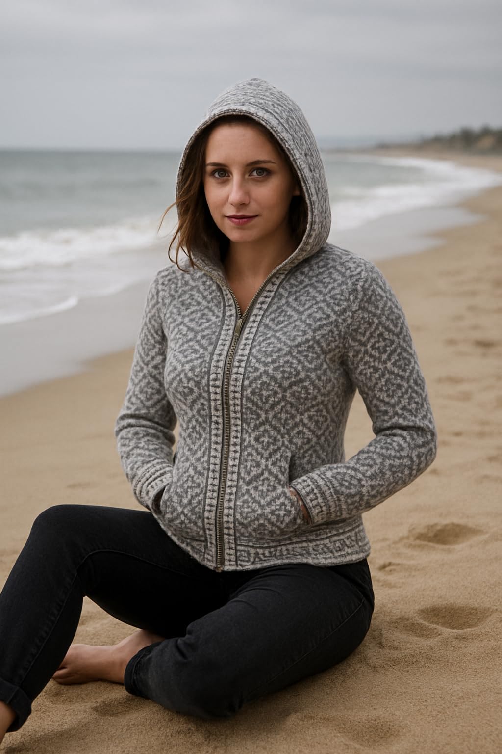 Gamboa Cárdigan de Alpaca para Mujer Suéter de Alpaca con Capucha Suéter de Alpaca para Mujer Chaqueta de Lana de Alpaca