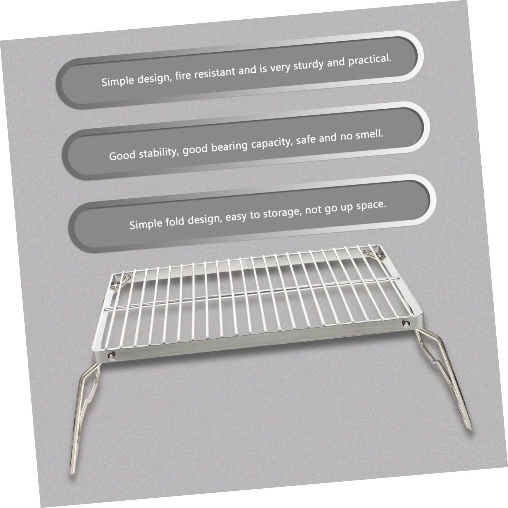 SUPVOX Double Sided Folding Grill Portable Outdoor BBQ Camping Grill Stainless Steel Compact Design