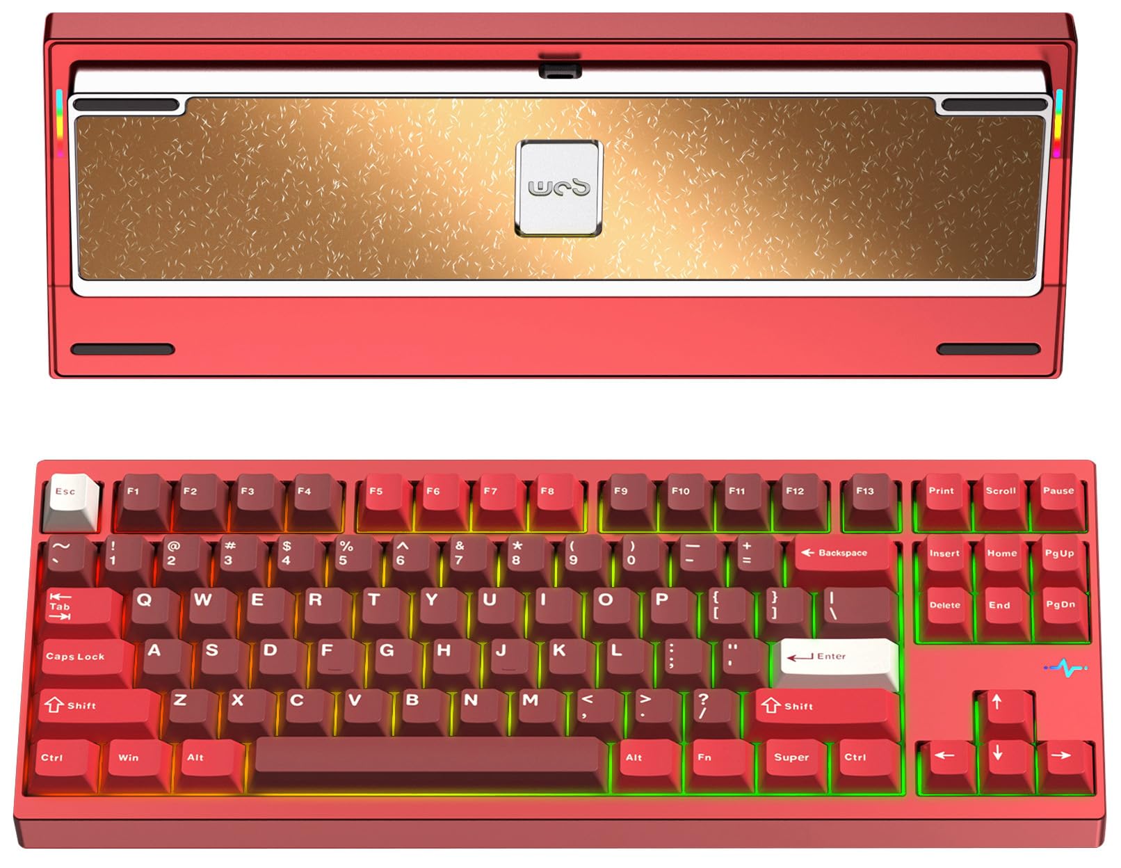 WOBKEY Crush80 Reboot CNC Aluminum 5-Second Quick-Release Triple-Mode Connectivity Mechanical Keyboard with Superior Acoustics (Pro Red)