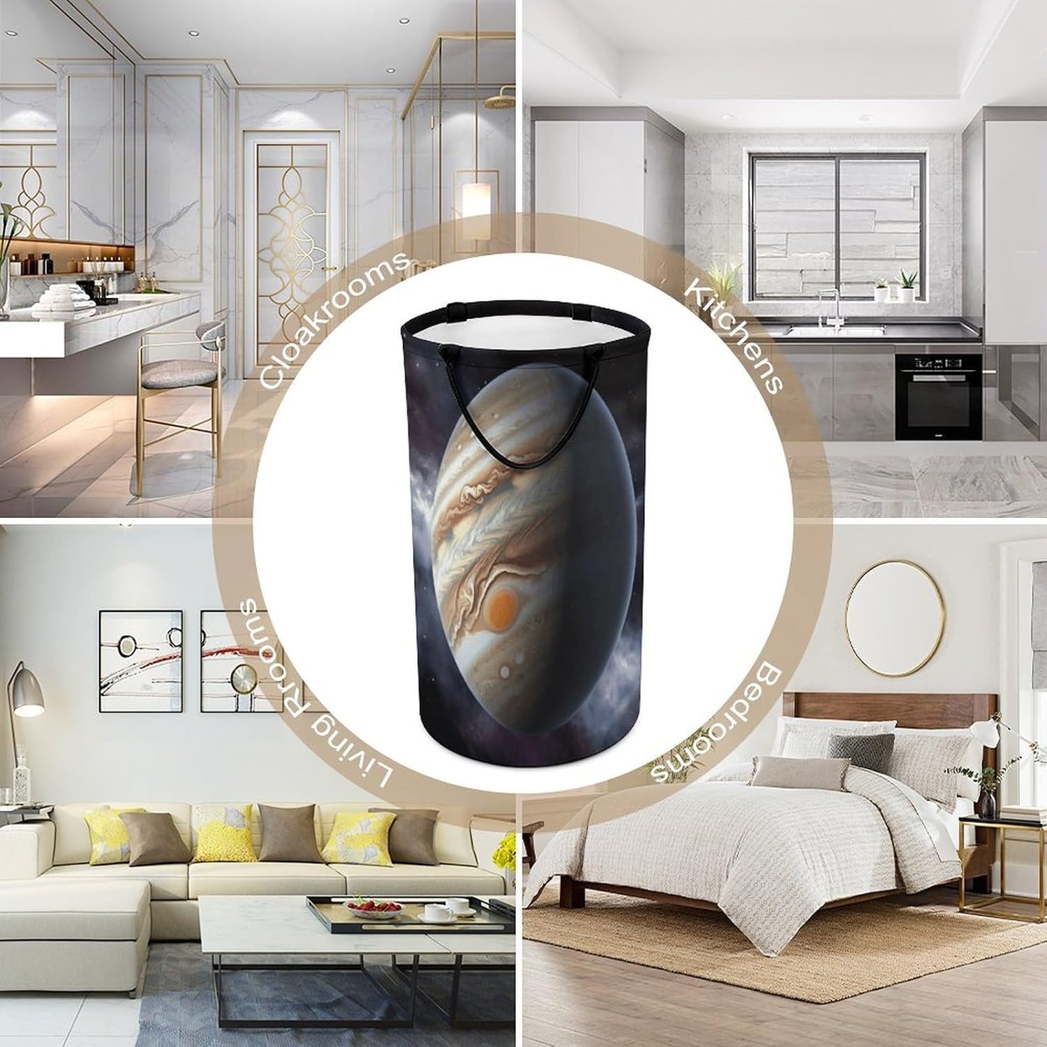 Jupiter Landscape Laundry Hamper Portable Lightweight Clothes Hampers Fashion Dirty Laundry Storage Basket Large Capacity Foldable Clothes Baskets for Bathroom Bedroom