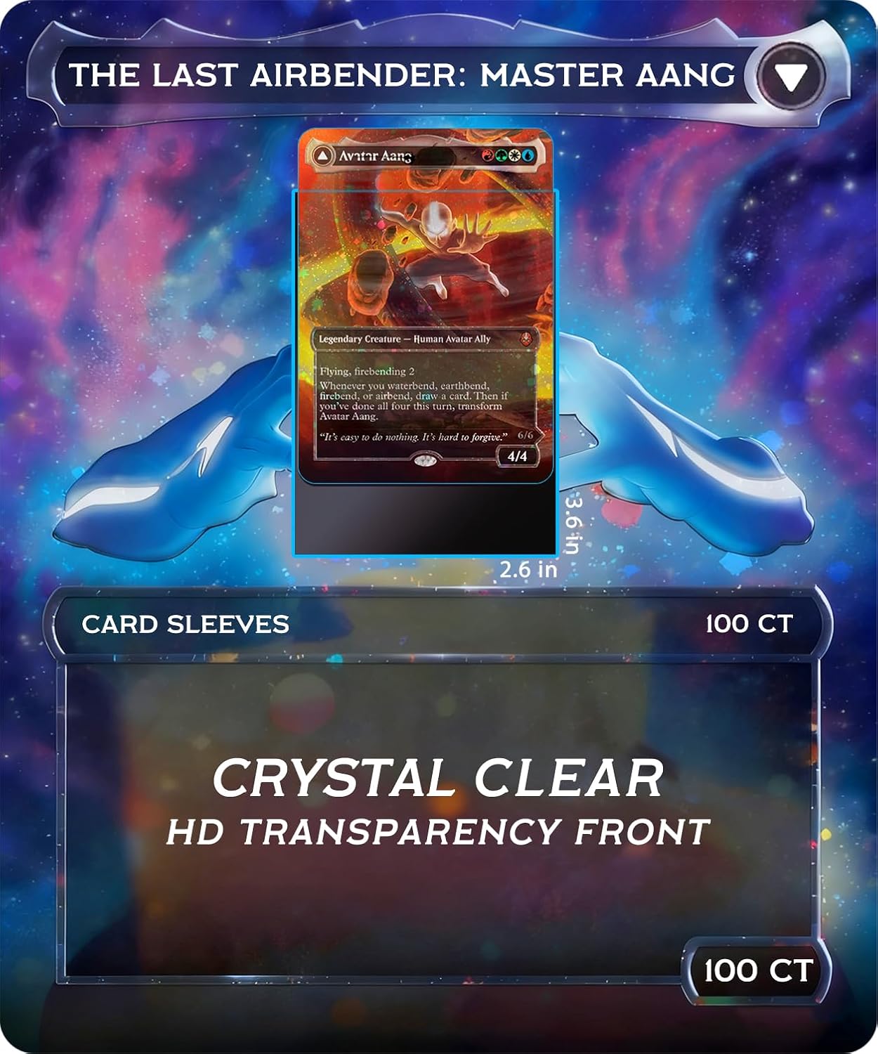 MTG Card Sleeves 100 Pcs (The Last Airbender) Art Sleeves Deck Protector, HD Clear Front & Matte Back, Smooth Shuffle Standard Size Card Sleeves for TCG MTG Cards - Master Aang