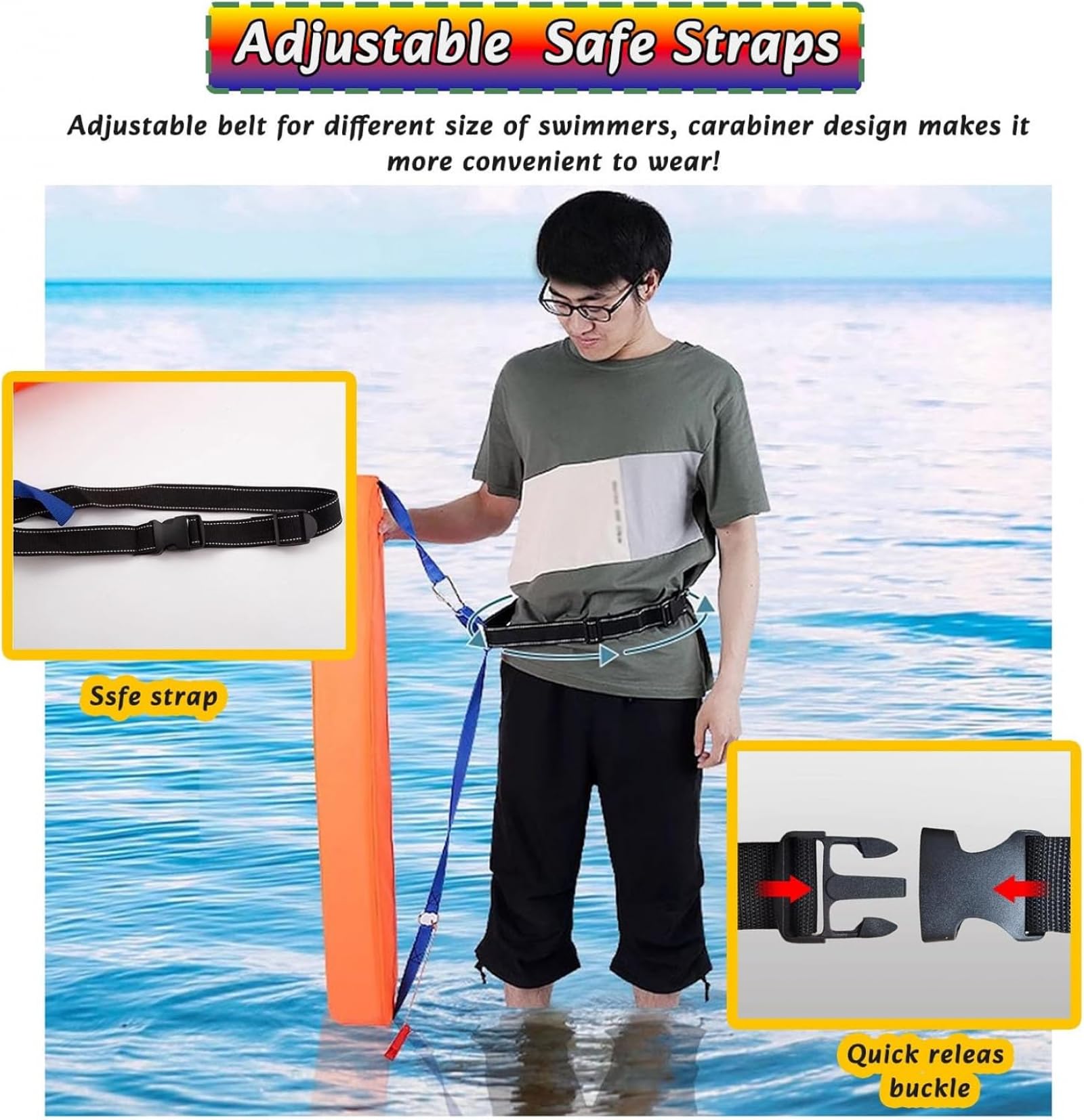 Lifeguard Rescue Tube – Bouée de sécurité imperméable très visible pour la natation en eau libre et le sauvetage d'urgence