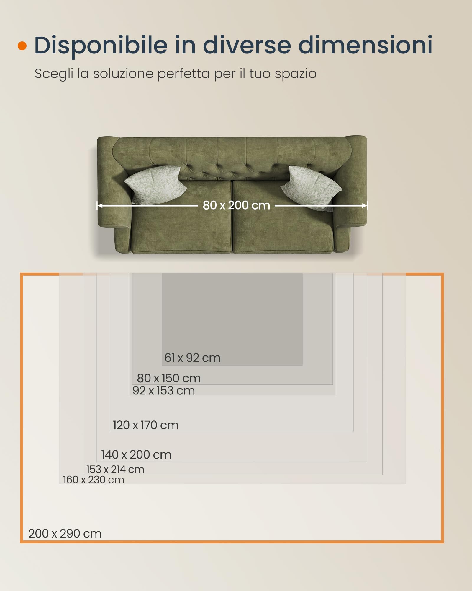 SONGMICS HOME Tappeto per Soggiorno, 200 x 290 cm Tappeto Salotto Antiscivolo, per Soggiorno Camera da Letto Cameretta, Lavabile in Lavatrice, Stile Boho, Beige Cappuccino TAR214L01
