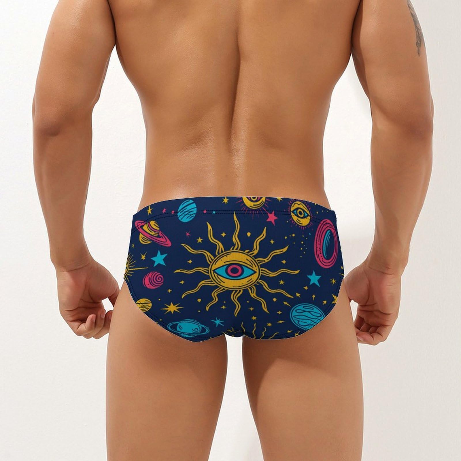 Outer Space Star Mens Swim Briefs Quick Dry Swim Trunk Bikini Underwear Swimsuit M