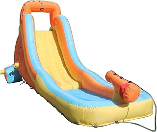 Sportspower My First Inflatable Water Slide - Heavy-Duty Outdoor Slide with Water Cannon and Splash Pool - Air Blower Included, 186