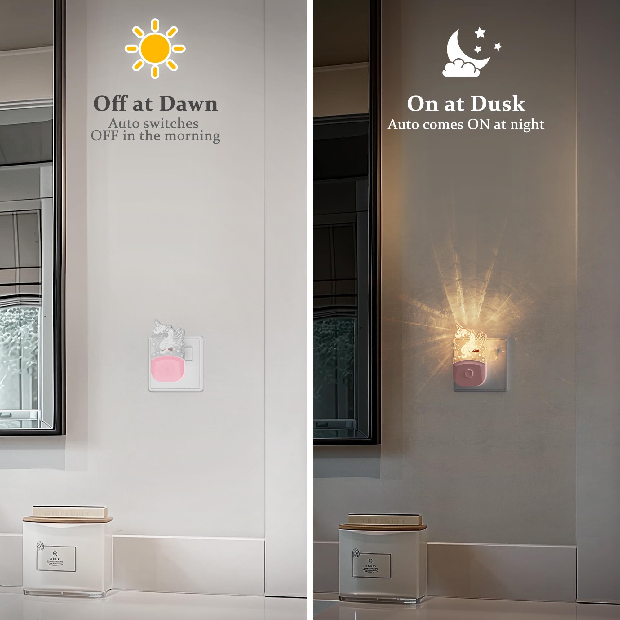 Emeritpro Night Light Plug in Wall, 10 Colour Changing, Dusk to Dawn Sensor, 0.5W Low Energy - Image 3