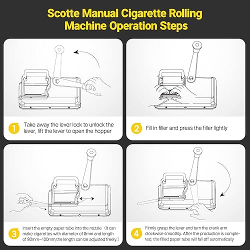 Miniatura 3 de Scotte Máquina de laminación de cigarrillos manual Cigarrillosinyector de tabaco Tubo de 0.315 in de diámetro Fabricación de tubos de 3.150-3.937 in