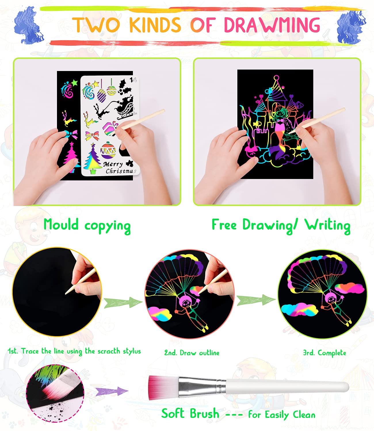 Buy Smarkids Scratch Paper Art Set for Kids Magic Rainbow & Silver