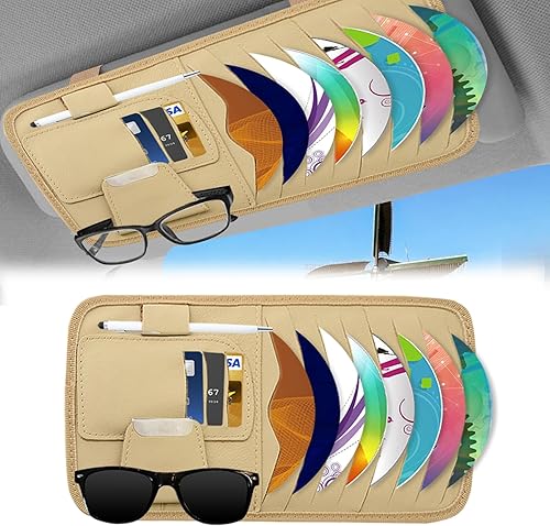 Accesorios para visera de automóvil, organizador de CD para automóvil, organizador de visera de sol, soporte de cuero, organizador universal para