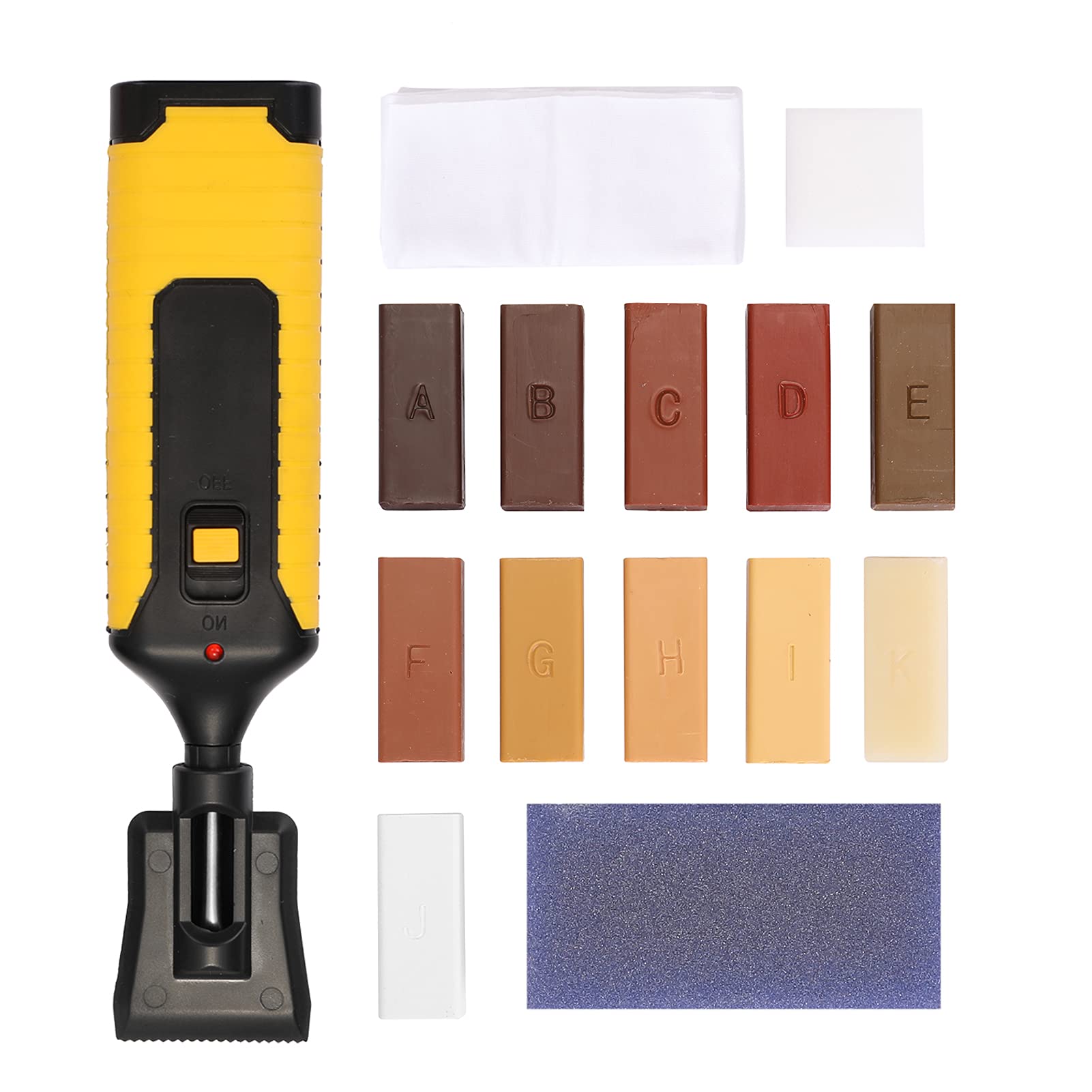 Rswilwy Home Household Laminate Repairing Kit Floor Repairs Kit DIY Multifunctional Wood Board Repairs Tool Kit Wooden Floor Scratches Mending Utility Tool Kit with 11 Wax Blocks