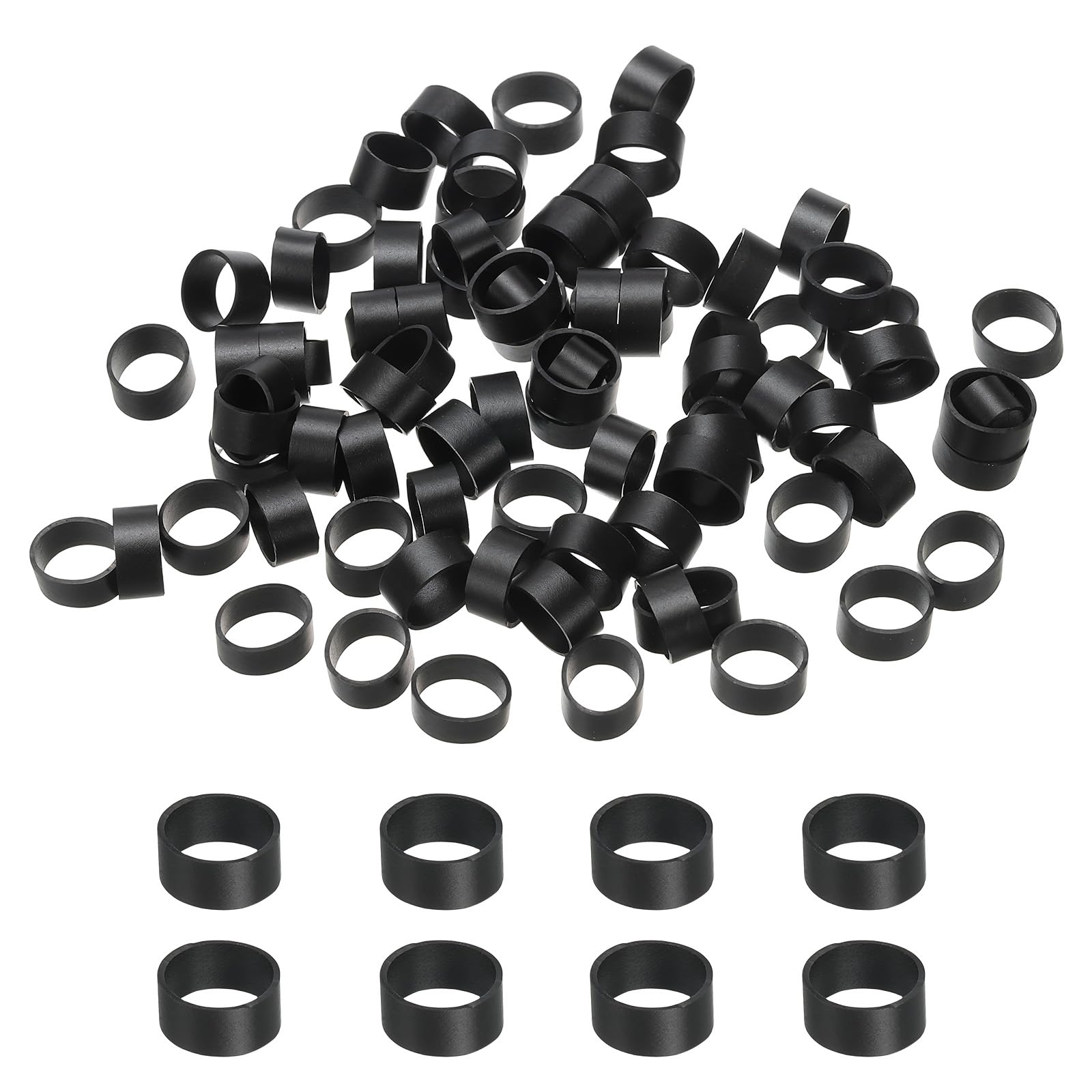 PATIKIL Silicone Rubber Bands Cable Ties 0.4", 200 Pcs Flat Rubber Elastic Band for Office Supplies Home Cord Wrapping, Black