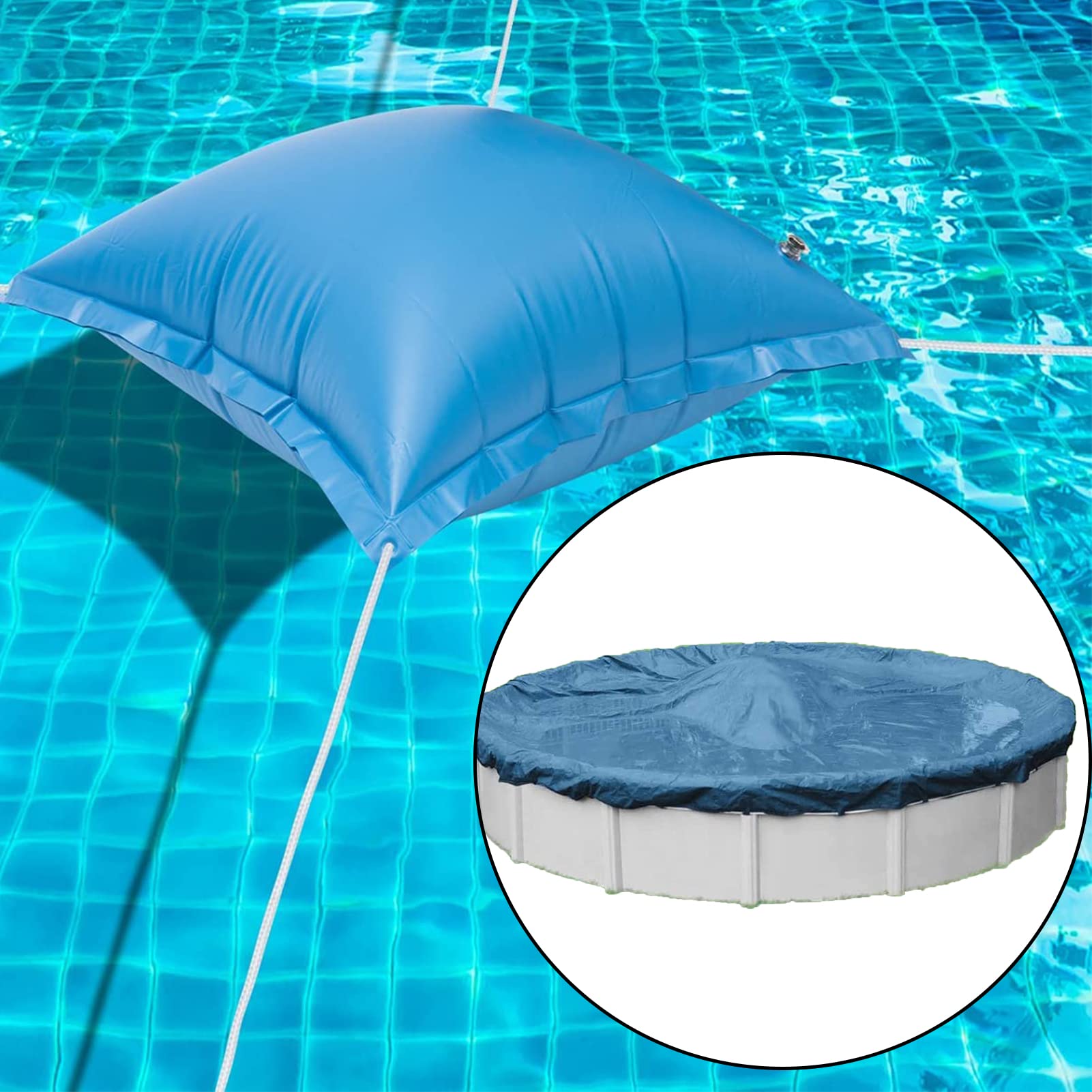 Coussin Gonflable Piscine, Flotteur Hivernage Piscine, Produit Hivernage Piscine, Oreiller De Piscine d'hiver, Bouee Piscine 120 cm, 0.4mm d'épaisseur (Carré, 2 pièce)