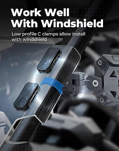 Miniatura 6 de KEMIMOTO Espejos laterales UTV, un espejo con dos propósitos, visión de 8 x 5.3 pulgadas de ancho para barra antivuelco de 1.65 a 2 pulgadas,