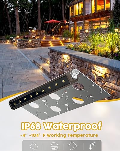 Miniatura 3 de Otdair Paquete de 8 luces LED de pared de contención de 7 pulgadas y 25 W iluminación de paisaje duro iluminación LED IP65 luces de exterior de bajo