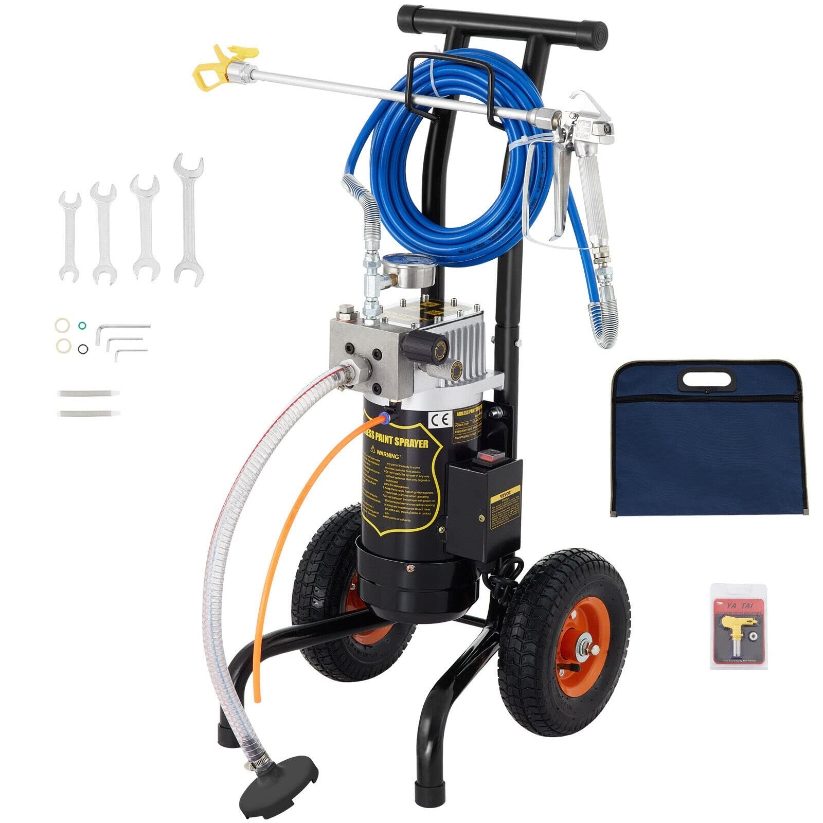 CVFRDD High Pressure Airless Paint Sprayer 900W 1.9L/min Wall Spraying Machine with Spray Gun for Commercial Home Garden Decking(1.2HP 900W-Set1)