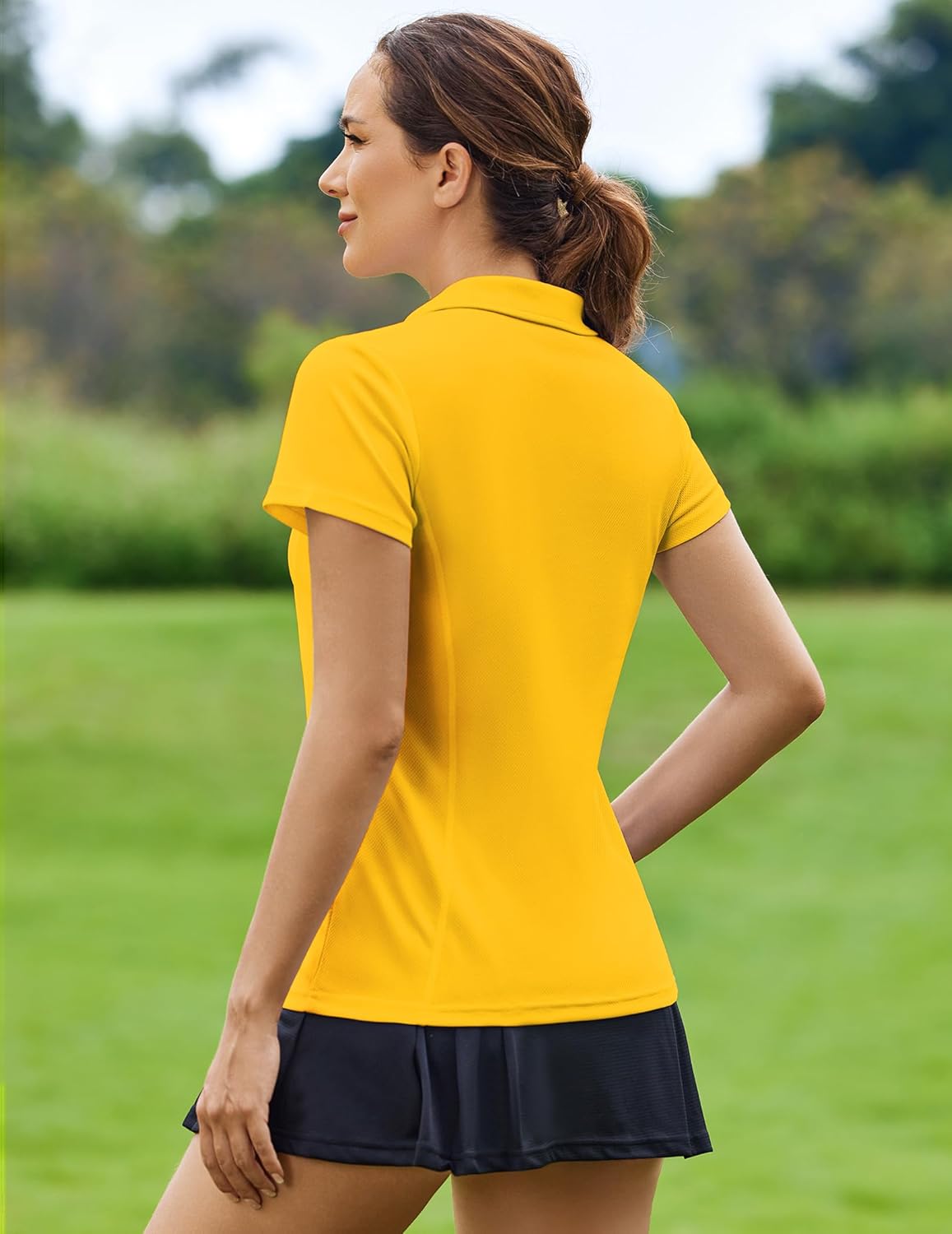 PINSPARK Womens Golf Shirt Short Sleeve Polo Shirts Quick Dry Tennis Tops V-Neck with Collar Pickleball Shirts Golf Outfits - Image 2