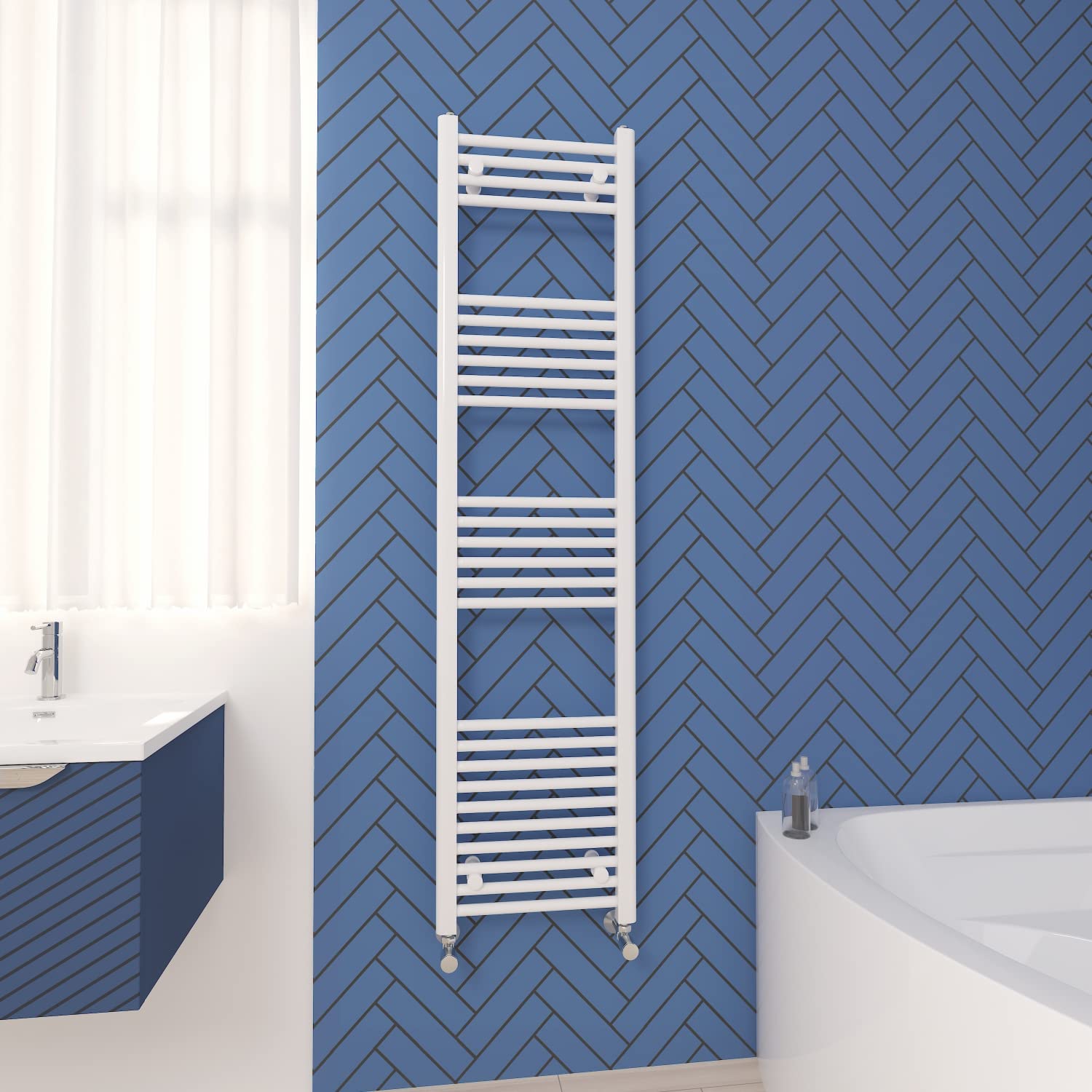 NRG Straight Central Heating Towel Rail Bathroom Radiator White 1600×400mm