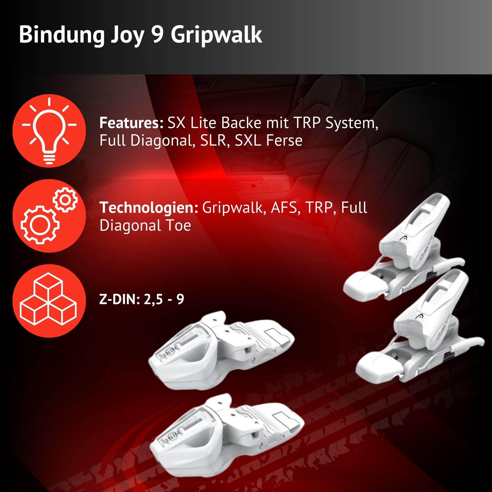 Damenski Alpinski Carvingski - Head Easy Joy SLR - Allride Rocker - inkl. Bindung Joy 9 GW SLR Z2,5-9 Gripwalk - für Anfängerinnen - Ski für präparierte Piste