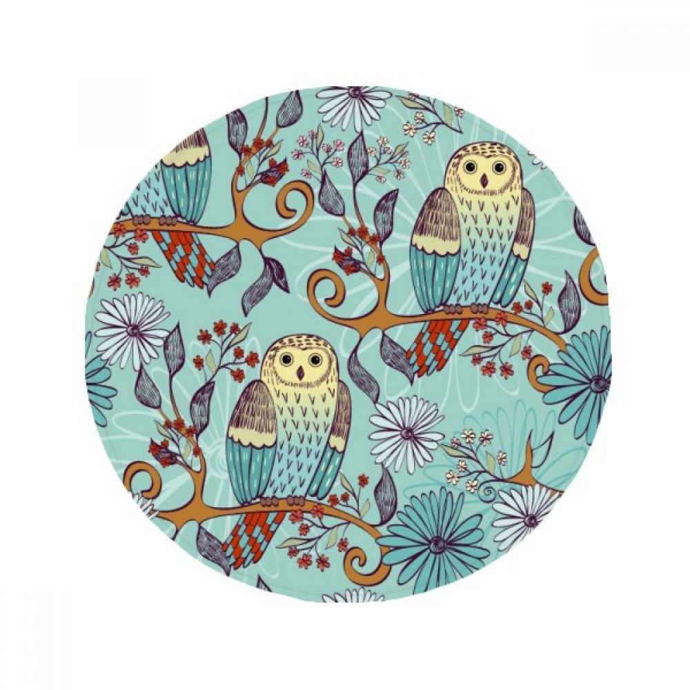 Cadeau tapis rond hibou bleu 80cm pour passionné d'animaux et déco