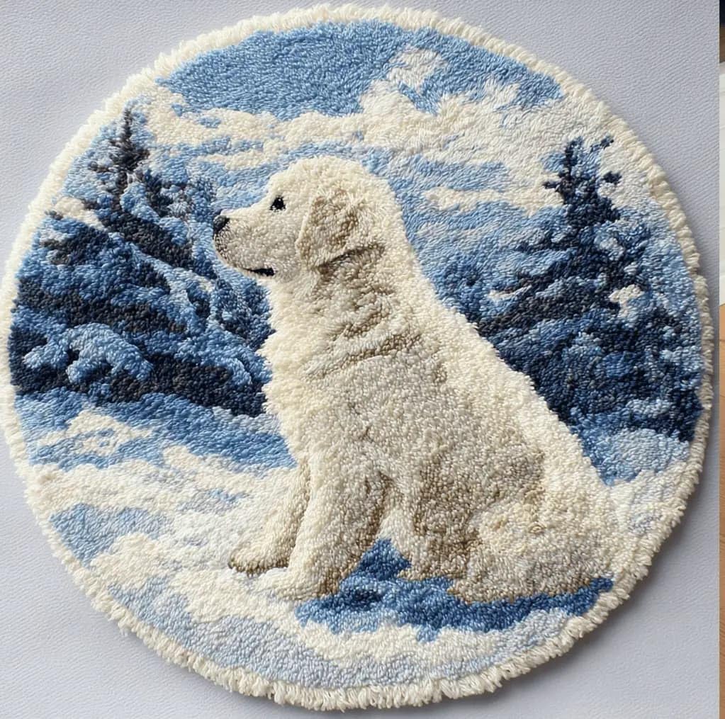 Wallustrioaw F Round Latch Hook Rug Kits Labrador Or Adults And Starter 50*50Cm