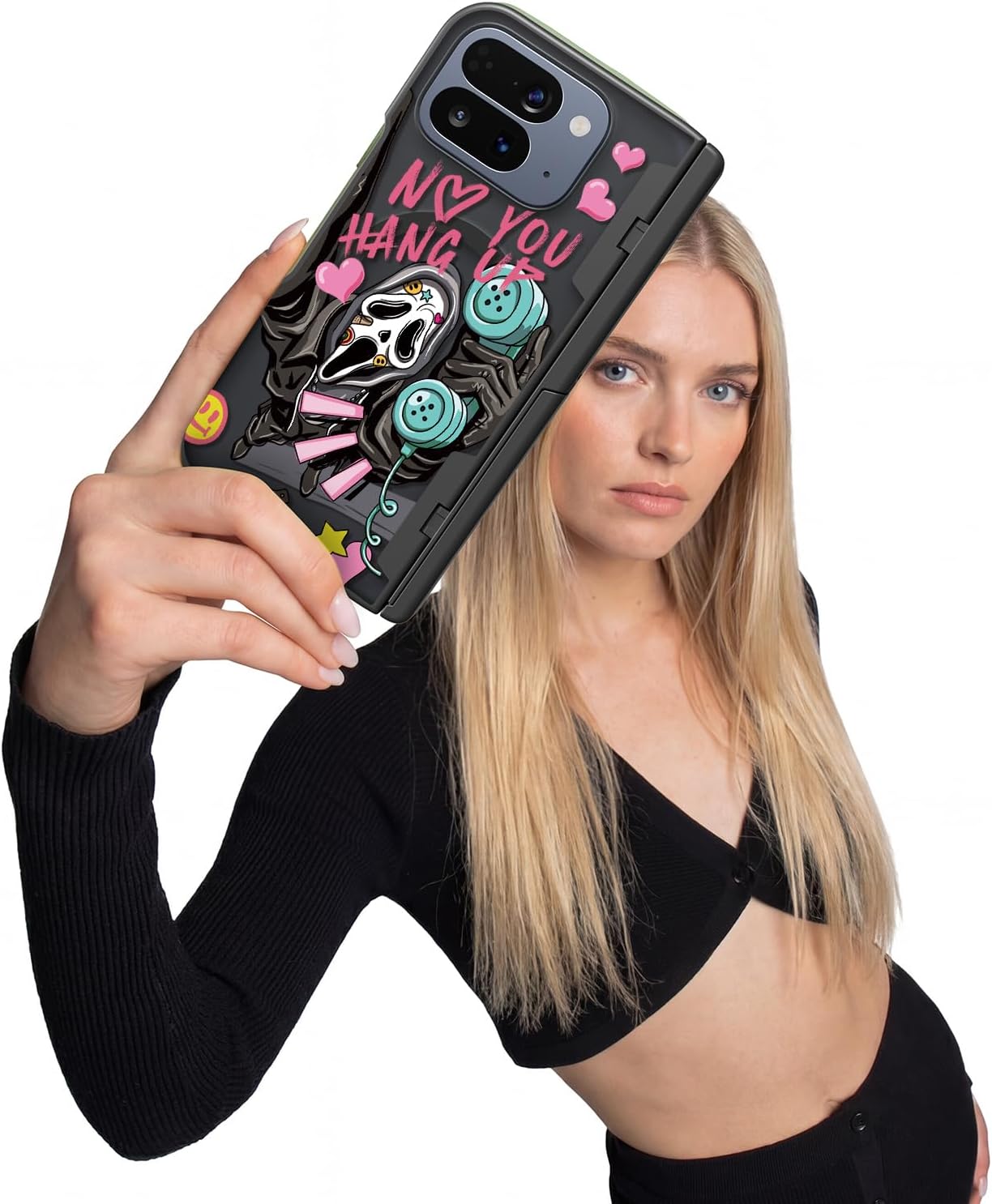 Magnetic for Google Pixel 10 Pro Fold Case with Magsafe - Built-in [Screen Protector] [Hinge Protection] [Kickstand] - Full Body Protective Phone Case - Skeleton Black