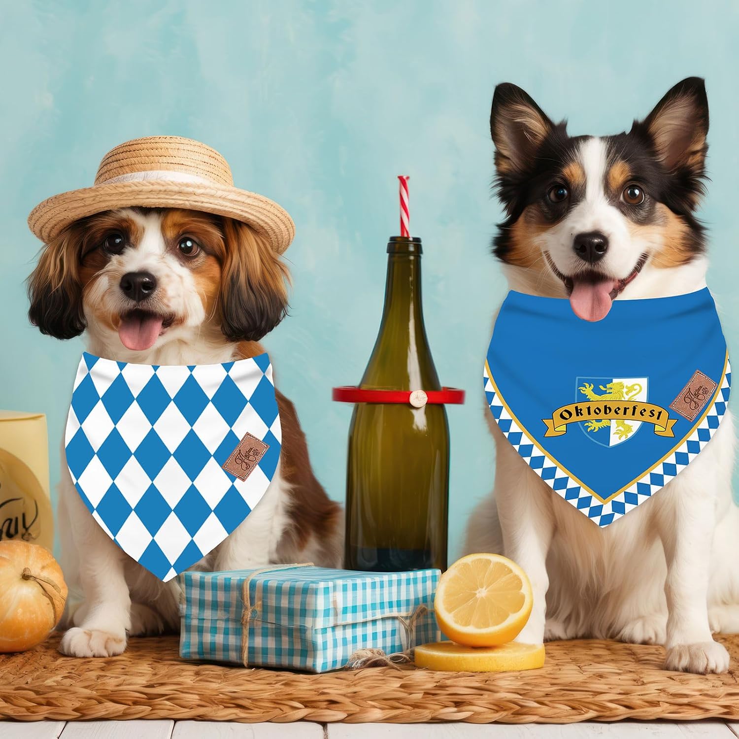 JarThenaAMCS 2Pcs Oktoberfest Dog Bandana German Bavarian Beer Triangle Pet Scarf Adjustable Pet Neckerchief for Medium Large Dog Cat Birthday Costume Accessories image 5