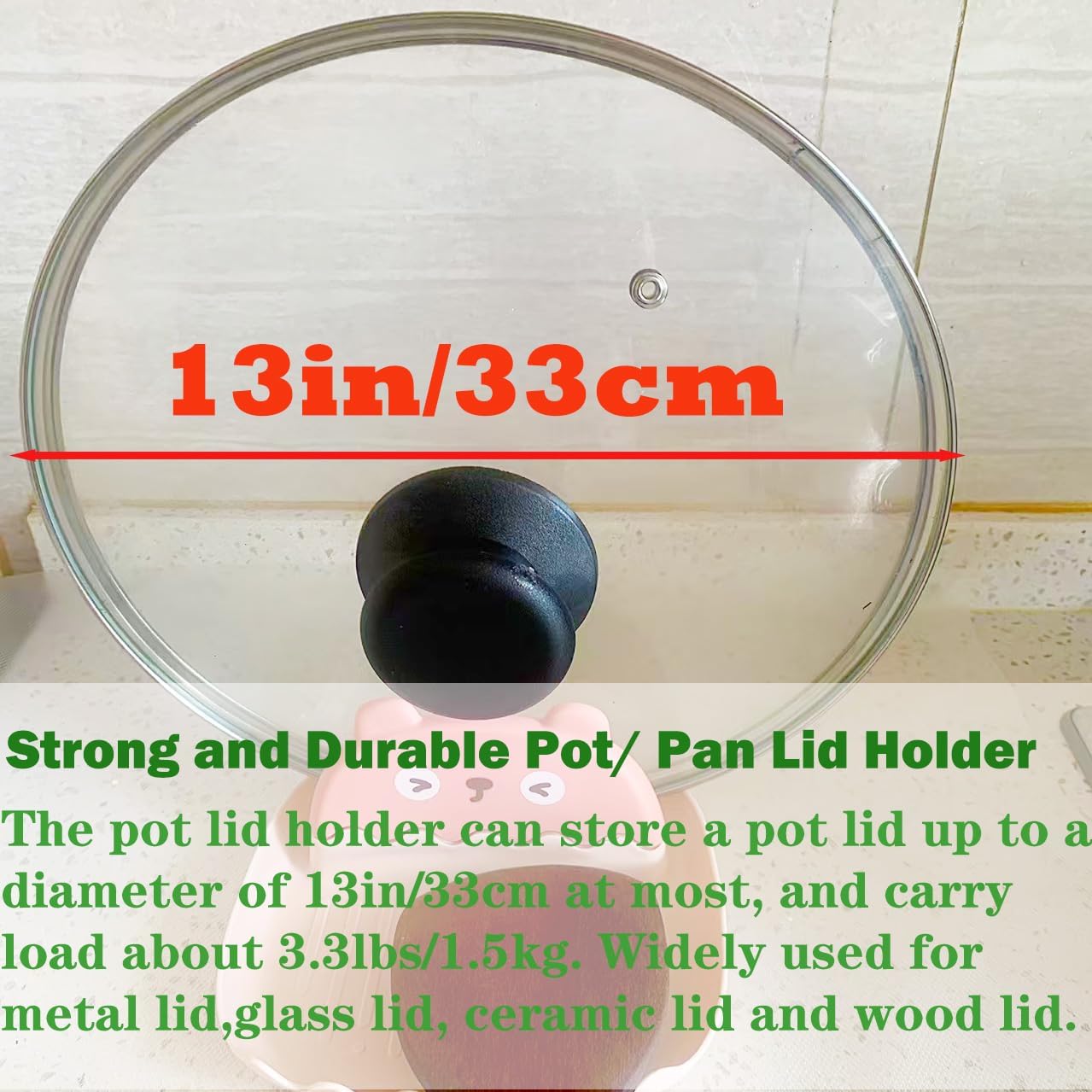 2 Pack Lid and Spoon Rest for Kitchen Counter, Cute Bear Pan/Pot Lid Holder, Drip Tray Pot Lid Organizer, Heat Resistant Utensil Rest for Spatula, Ladle, Flatware, Modern Kitchen Accessories