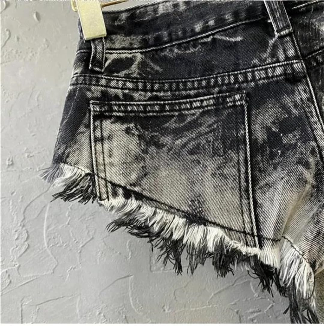 Women's Summer Low Waist Light Broken Edge A Line Denim Shorts