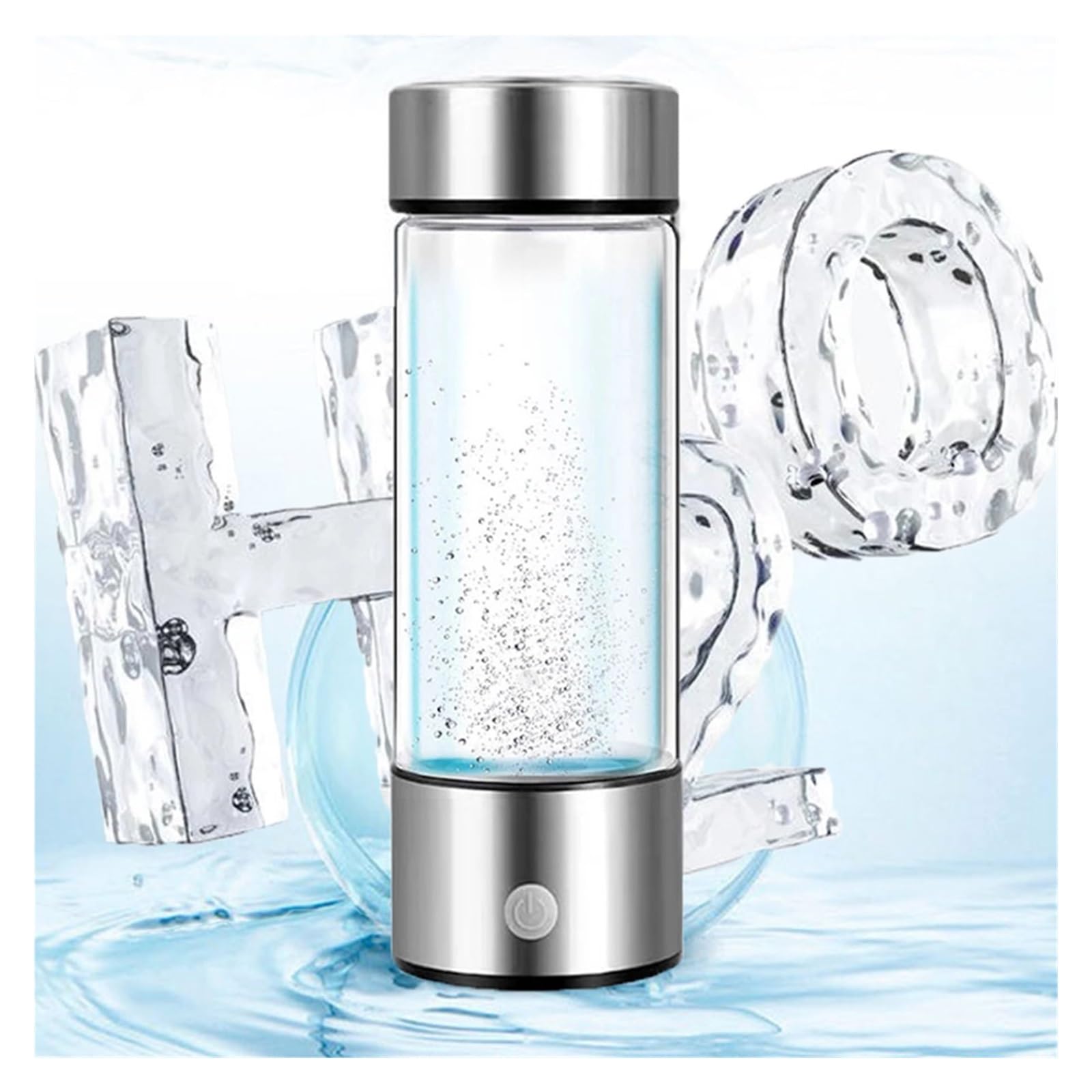 Osmosis Inversa Domestica, Taza de agua rica en hidrógeno, botella generadora de agua rica en hidrógeno de 420ML, filtro de calidad de titanio, fabricante portátil de lonizador antioxidante(Silver)