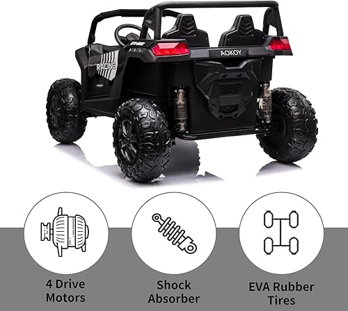Miniatura 5 de POSTACK Coche de juguete de 24 V, 2 plazas, 4 ruedas para niños de 3 a 12 años, 4WD UTV con control remoto para padres, vehículos eléctricos 4x4,