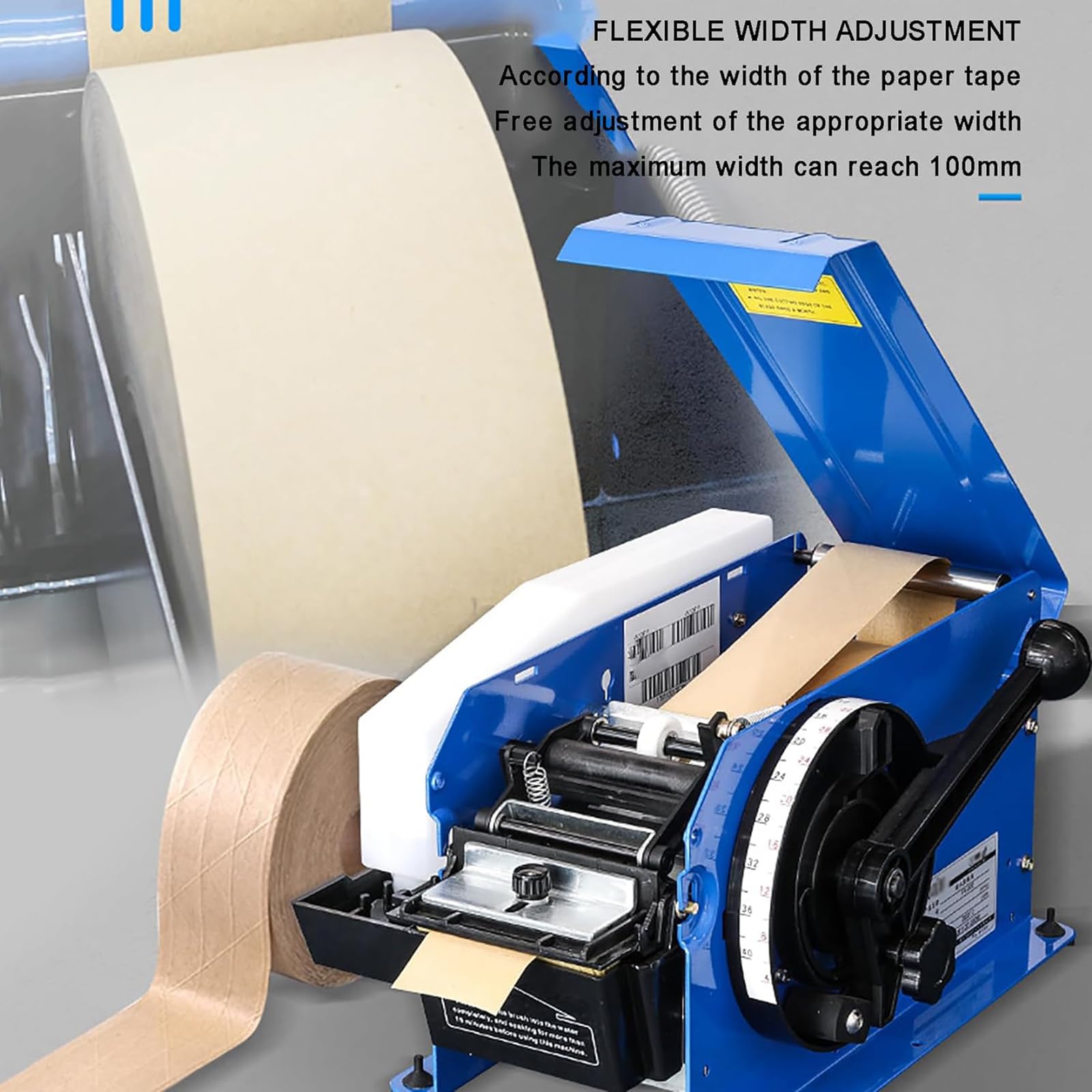 Dozownik taśmy Kraft, półautomatyczny dozownik taśmy aktywowanej wodą z regulowaną długością cięcia 10-100 cm, szerokość 2-10 cm, trwały do uszczelniania opakowań kartonowych
