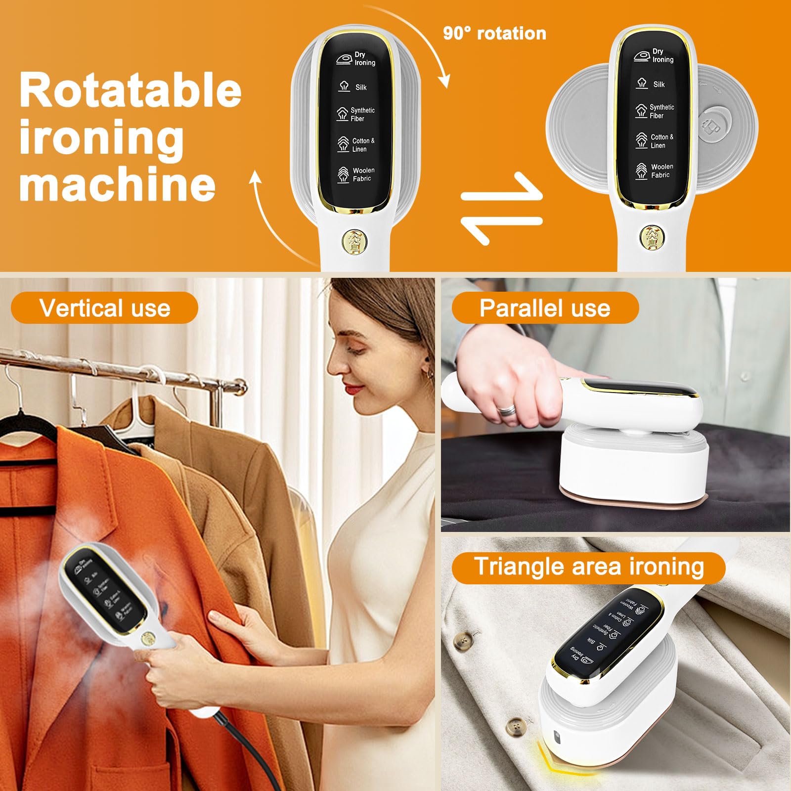 Mini Macchina Da Stiro Portatile, Pieghevole Ferro da Stiro da Viaggio con 100ml Capacità 2 In 1 Generatore di Vapore 5 Modalità Intelligenti 1000W Stiratrice Elettrica con Borsa per Viaggi e Casa