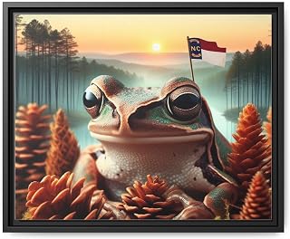 Pine Barrens Tree Frog Canvas Wall Art - Premium Pinewood Frame - North Carolina Symbol