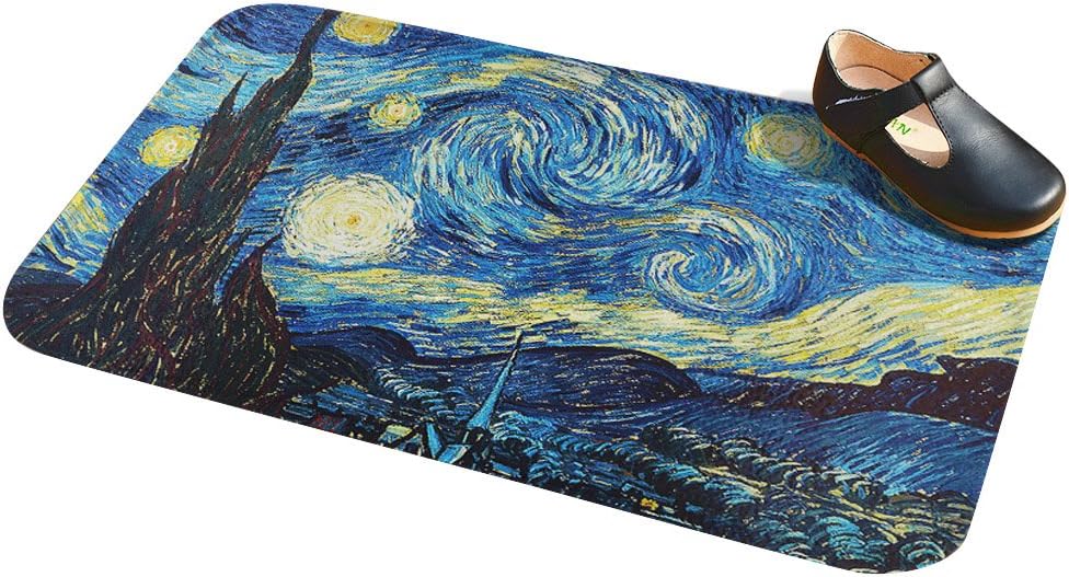 CENNBIE Non-Slip Bath Mat Super Soft Bathroom Rugs Soft Absorbent Bath Rugs, 23" W X 15.5" L(Starry Night)