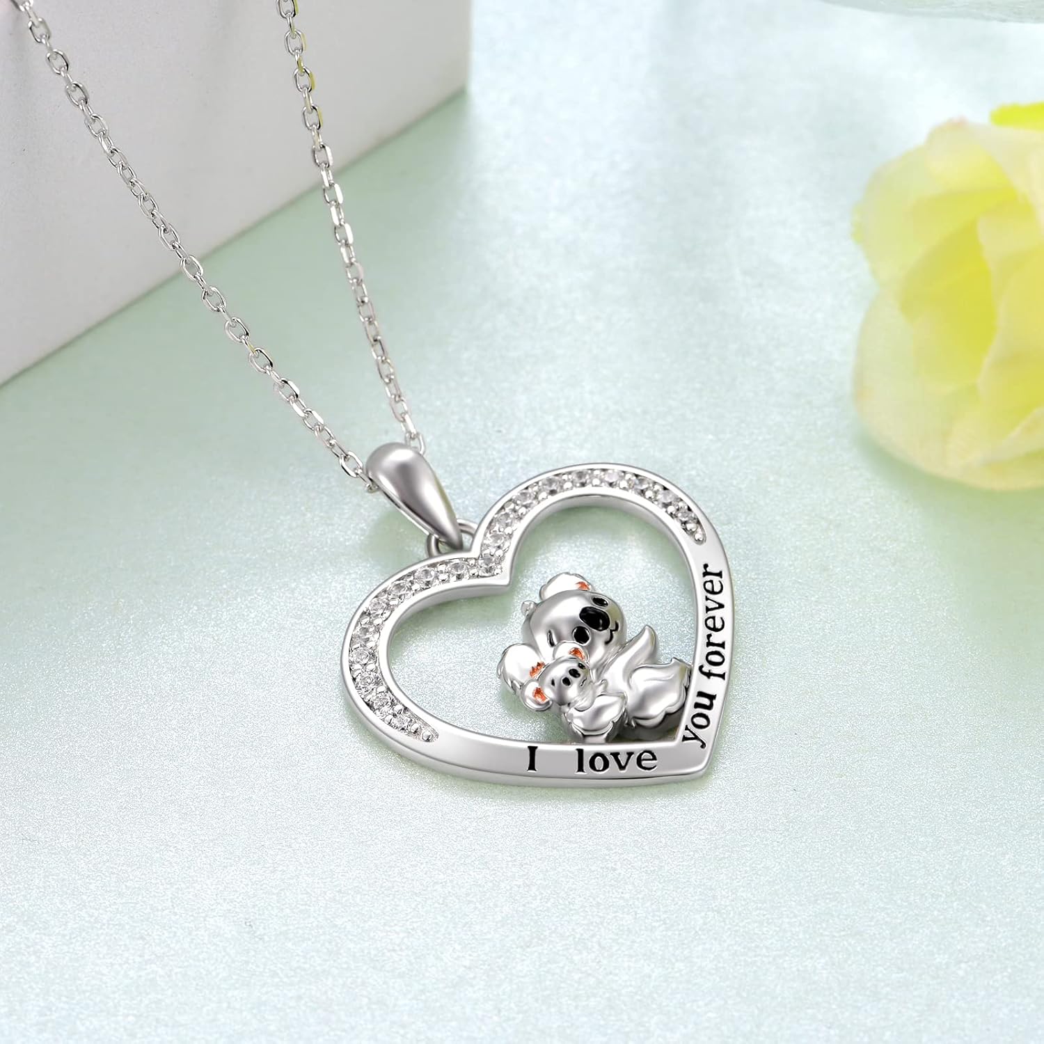Koala Necklaces for Women 925 Sterling Silver Heart Koala Mother Necklace Cute Animal Mother Jewelry Gifts for Women Mom - Image 3