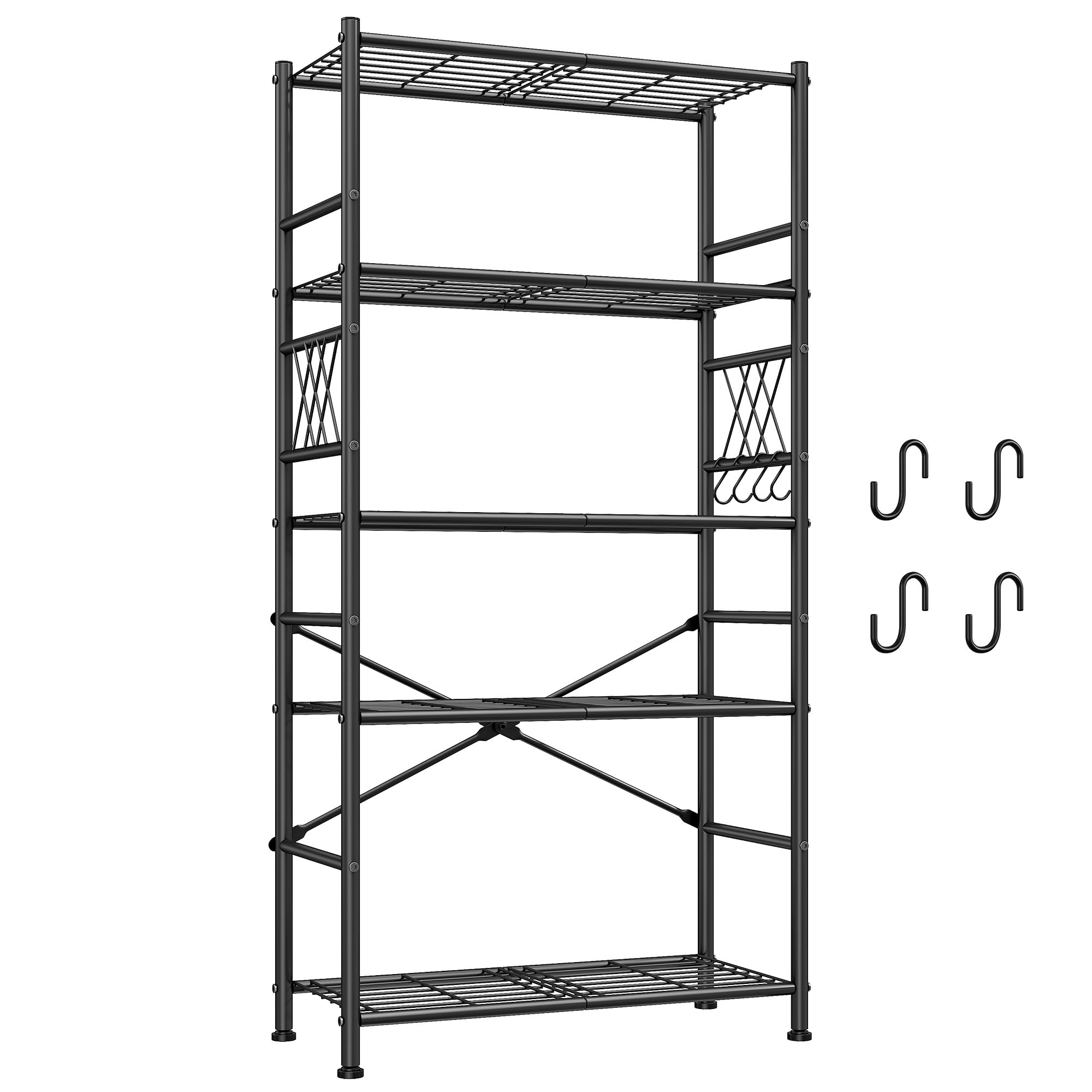 DurayLoly 30"W 5-Tier Heavy Duty Wire Shelving with Hooks, 1100 lbs, Pantry