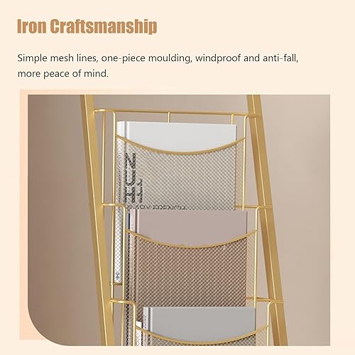 Miniatura 3 de Revistero alto de pie, soporte de exhibición de folletos de periódicos con parte superior abierta, 4 5 niveles para sala bancarialobbybiblioteca,