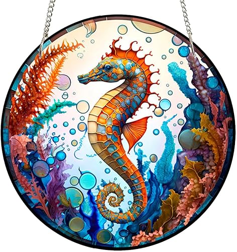 Atrapasoles de acrílico para ventana de 8 pulgadas, colgantes de panel manchado, decoración de pared, adorno colorido para decoración de interiores