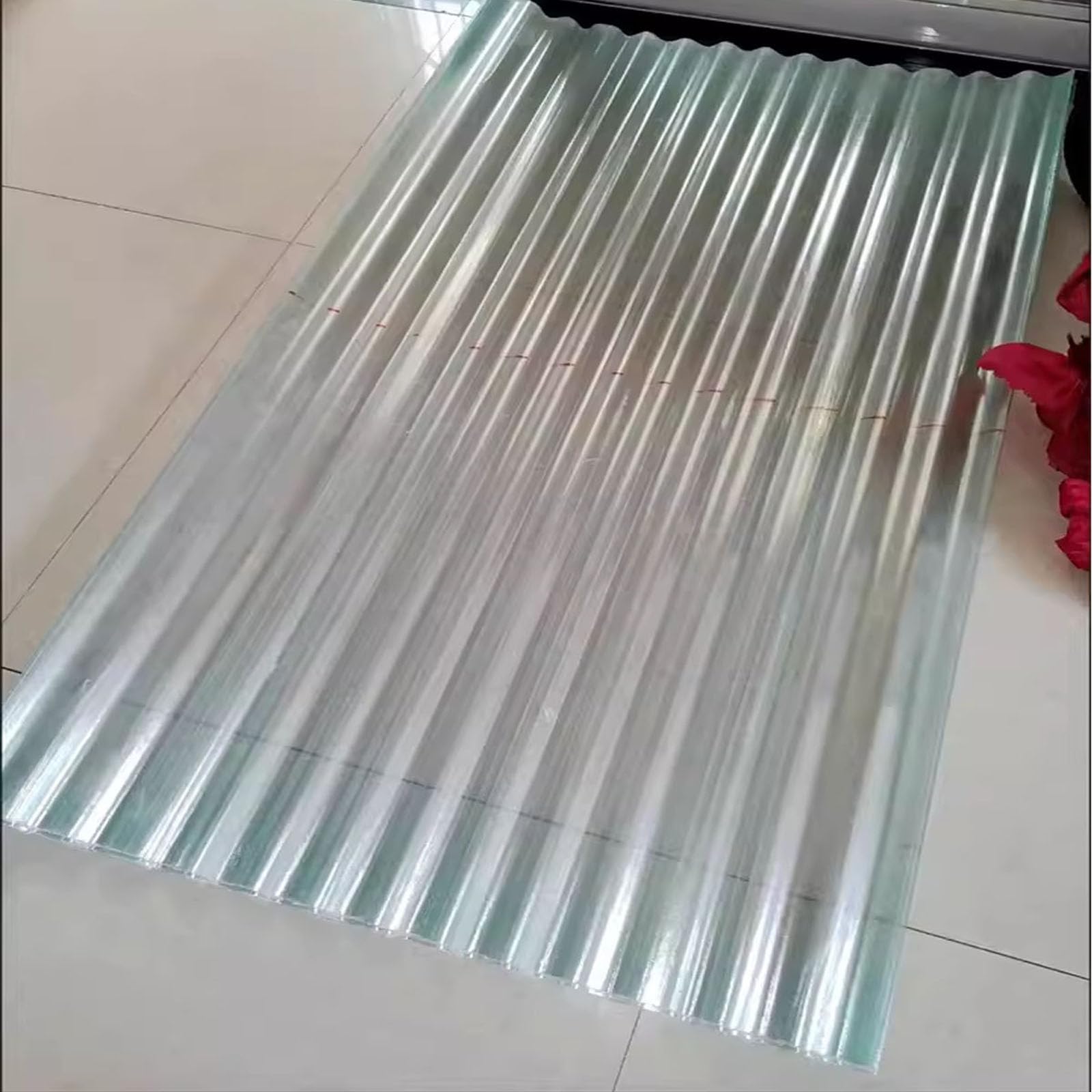 Zhaomi 1Pcs 1Mm Corrugated Roof,Uv Protection Sheeting Corrugated Roof,Roofing Material Garage Shed Roof Panel,Rainproof Building Roofing Material,Insulating Roofing Cladding Panel (0.9×1.5M,)