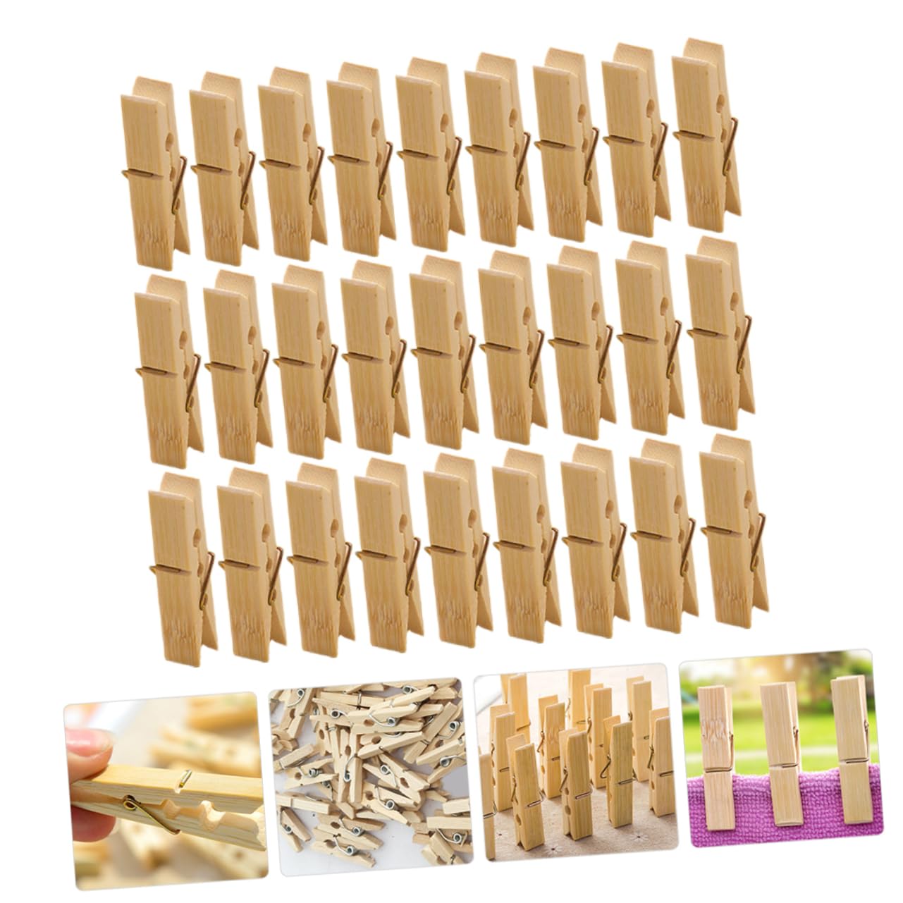 Mollettine in Legno Beige 100 Pezzi, Clip per Bucato | Fissaggio Saldo, Profilo Liscio, Facili da Riporre e Trasportare, Formato Compatto per Uso Quotidiano
