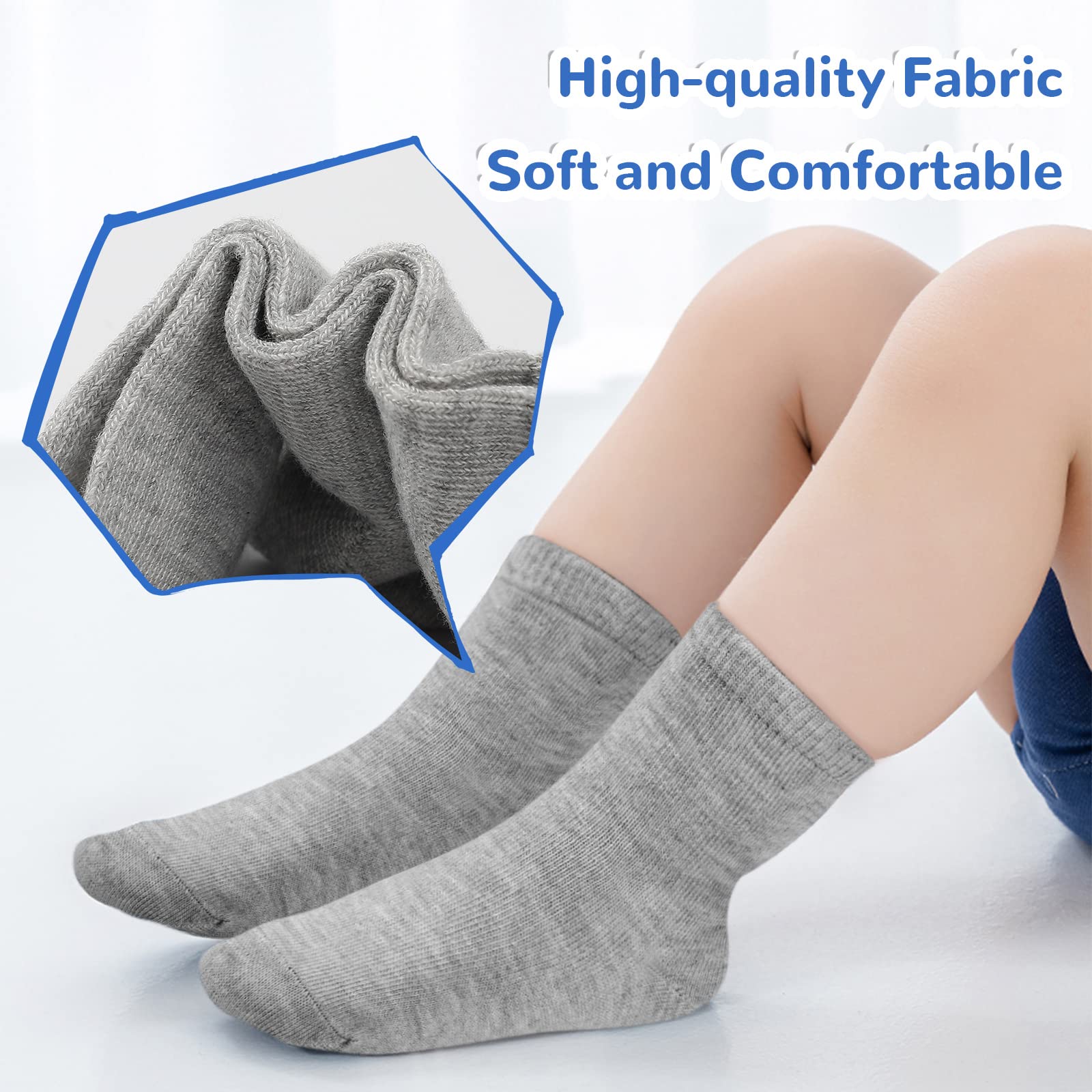 BOOPH 12 Pairs Boy Girl Athletic Crew Socks Kids Sport Socks 10-14 Years Multi1 2