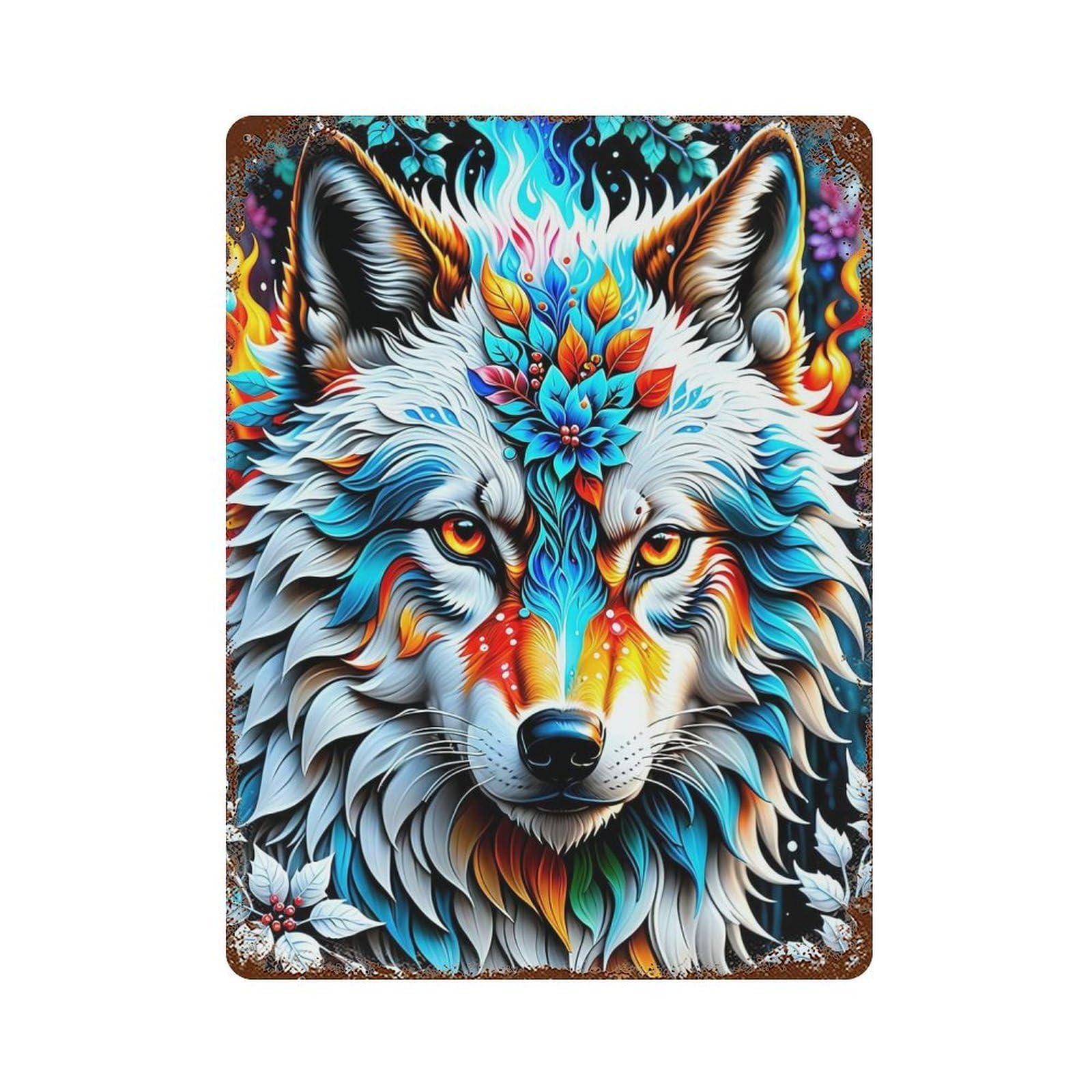 Mythical Wolf Vintage Metal Tin Sign 15.7"x11.8", for Garage, Bar And Workshop Decor, Old School Wall Decor