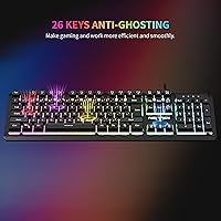 Vista 4 de Newmen GM104 Wired Gaming Keyboard and Mouse Combo,USB RGB Backlit Mechanical Feel 26-Key Anti-Ghosting Computer Gaming Keyboards,Colorful Breathing