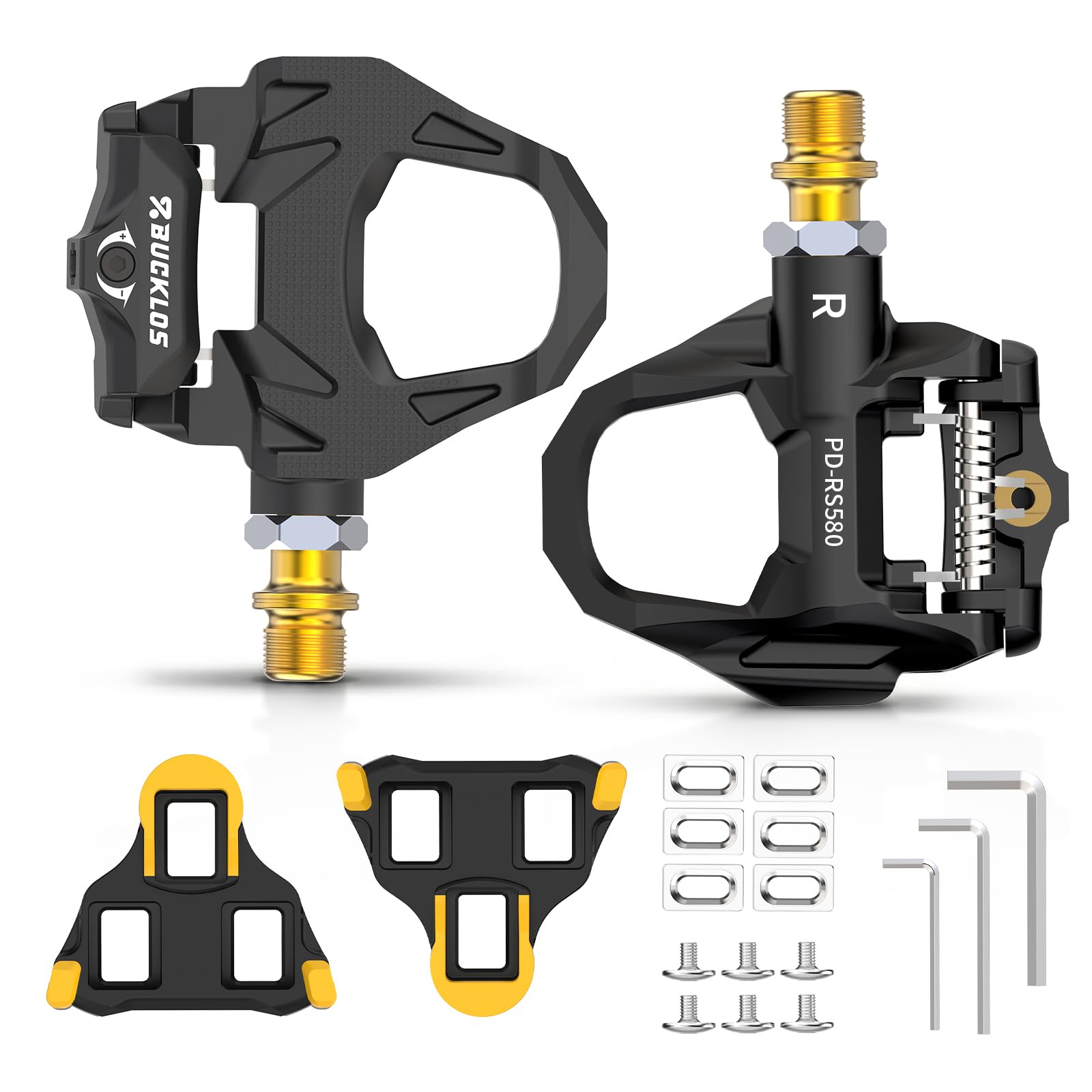 AEYINO Road Bike Pedals Compitable with Shimano SPD-SL Cleats (black)