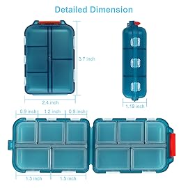 2PCS Travel Pill Box, Cute Pill Organizer, Small Pill Case, Portable Medicine Organizer for Purse, with 10 Compartments for Different Medicines