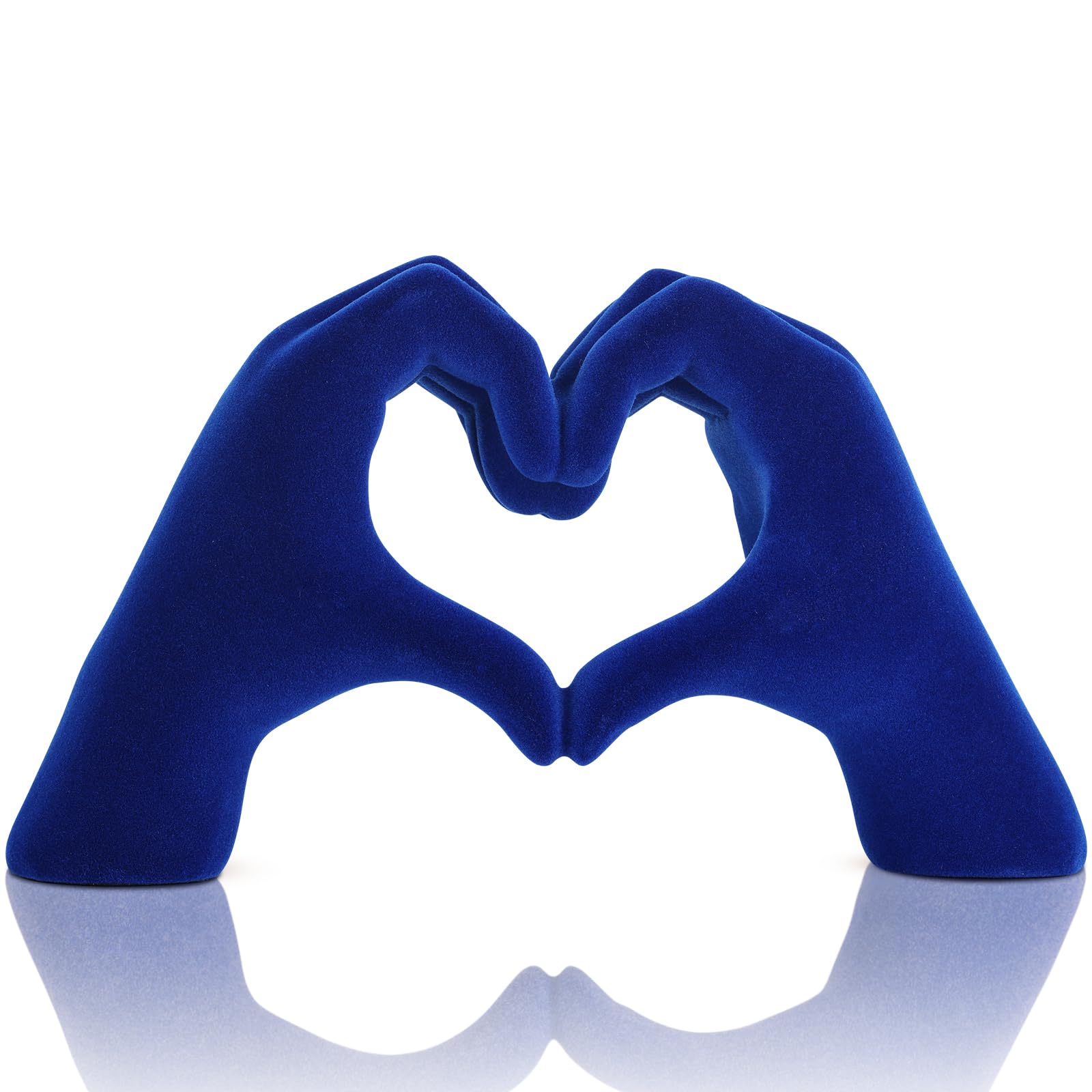 DOVDOV Escultura de mano de corazón azul tesoro, estatua de mano de corazón, decoración del hogar, para estantería, consola, mesa, oficina, entrada, decoración bohemia de boda y pequeños adornos.